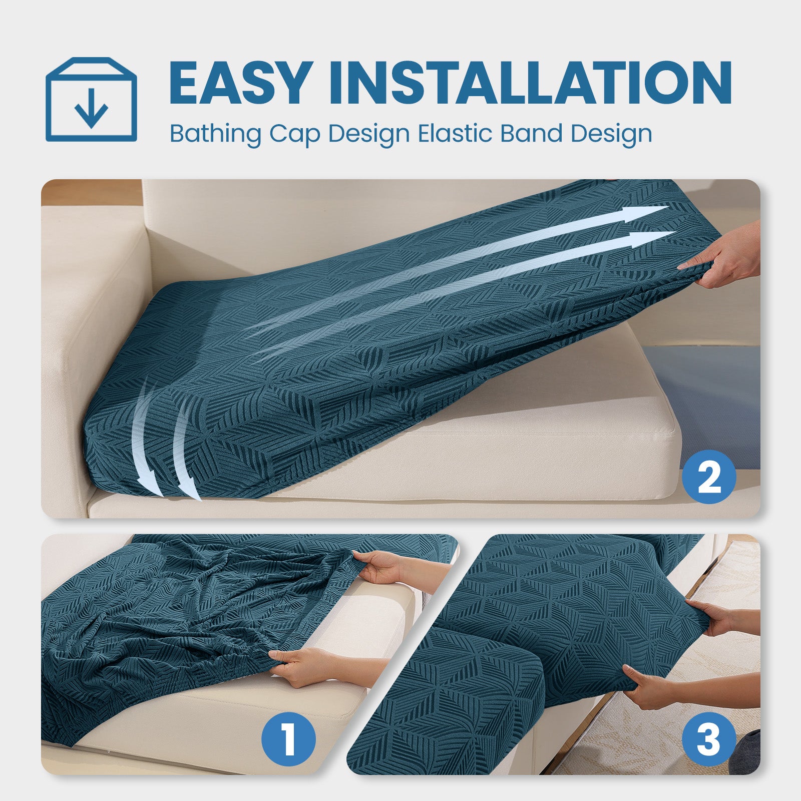 Ystyle Stretch Sofa Seat Cover 3-Seater L-Shaped Sofa Anti Slip Geometric-YSTYLE