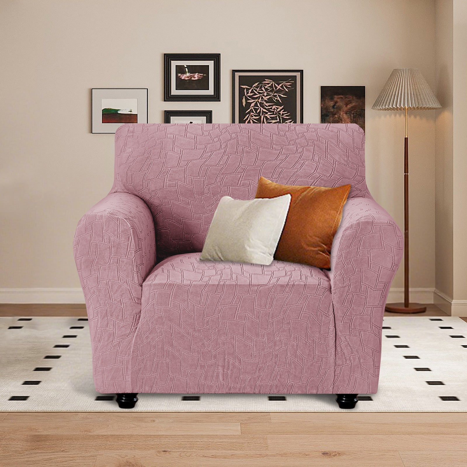 Ystyle Stretch 1 Seater Sofa Cover Jacquard Geometric Pattern-YSTYLE