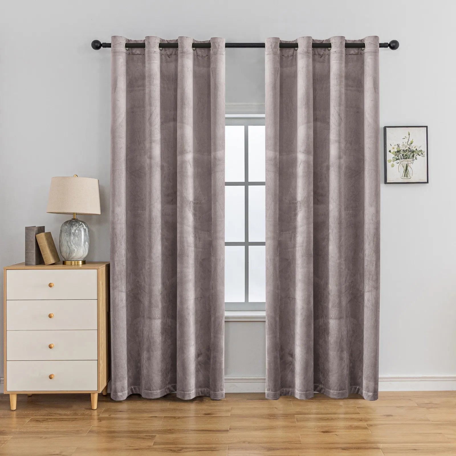 YSTYLE Elegant Velvet Curtains-2 pcs, Blackout & Heat Insulating, Eyelet Drapes for Home Windows