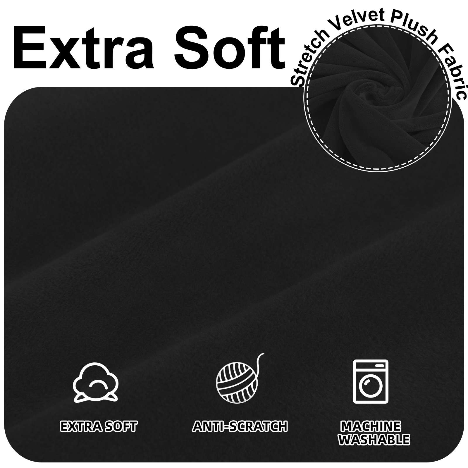 YSTYLE Velvet Cubierta de Sofá para 3 Personas – Ajuste Elástico, Anti-Rasguño, Amigable con Mascotas, Antideslizante, Lavable