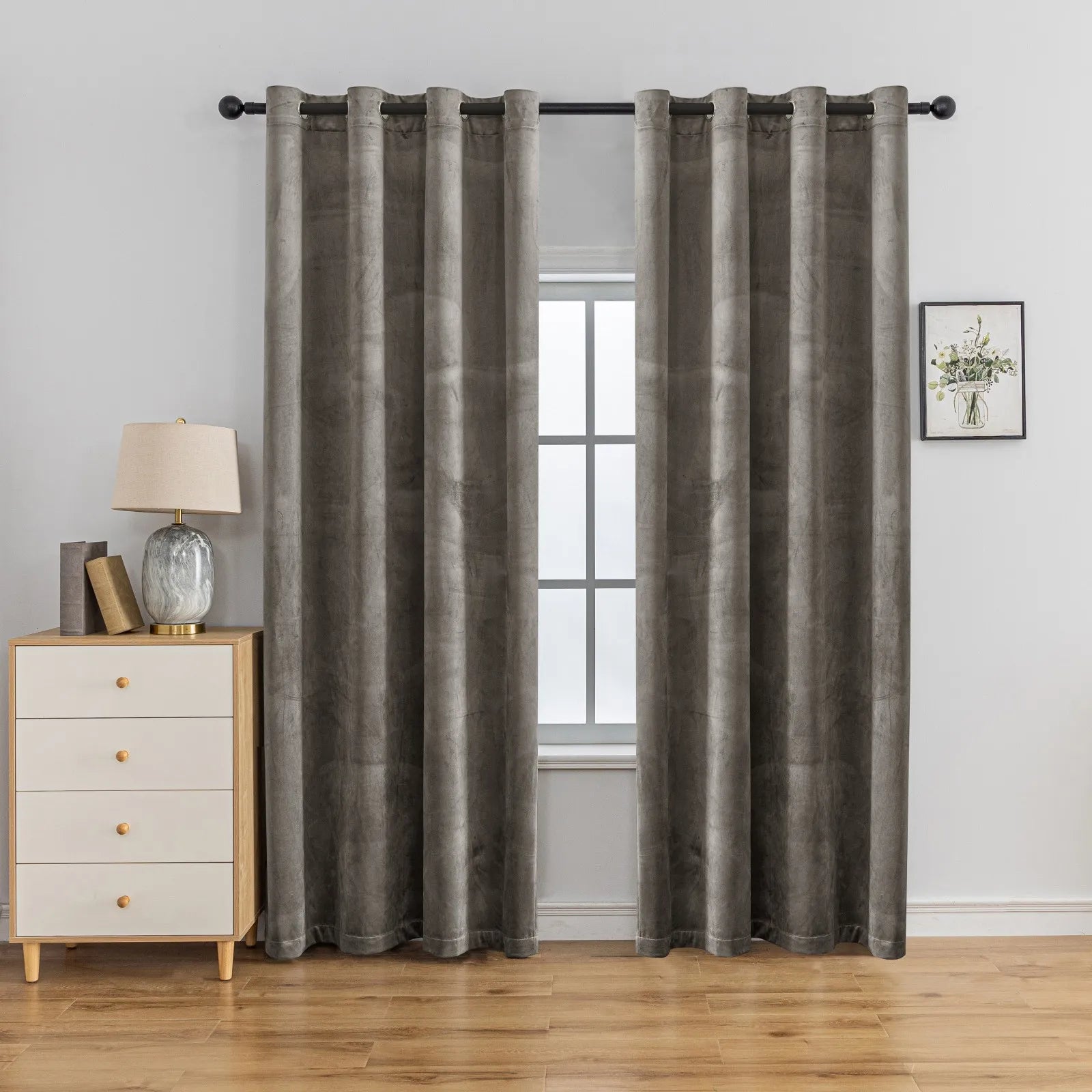 YSTYLE Elegant Velvet Curtains-2 pcs, Blackout & Heat Insulating, Eyelet Drapes for Home Windows