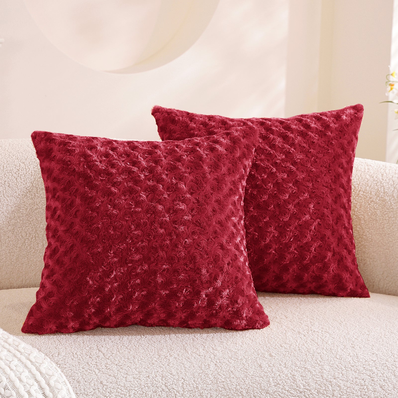 Ystyle 2 Pieces Soft Plush Cushion Covers 45x45cm Hidden Zipper-YSTYLE
