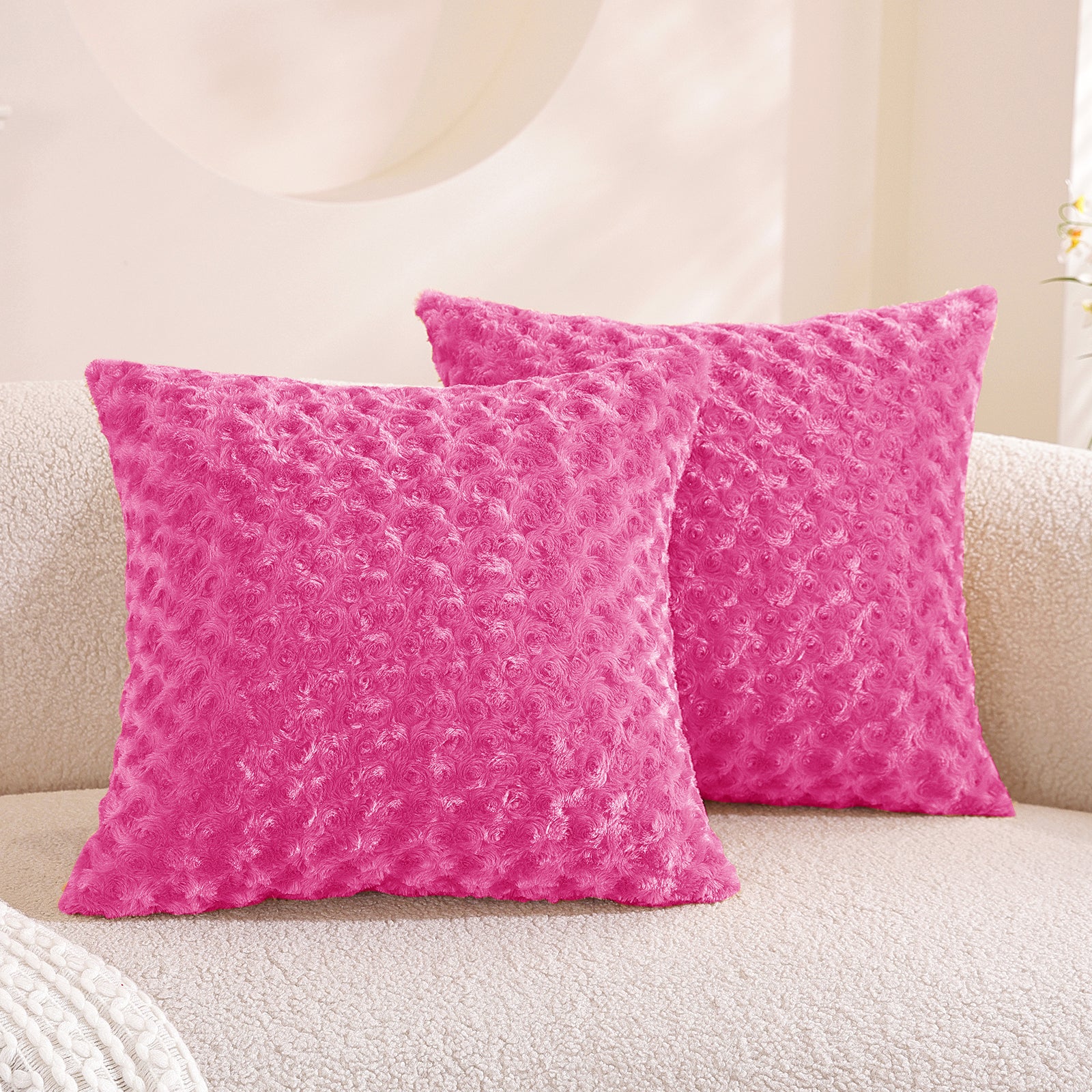 Ystyle Sofa Cushion Covers 60 x 60 cm Set of 2, Soft Plush Sofa Cushion Covers, Modern Elegant Decorative Sofa Cushion Covers, Durable for Living Room Bedroom