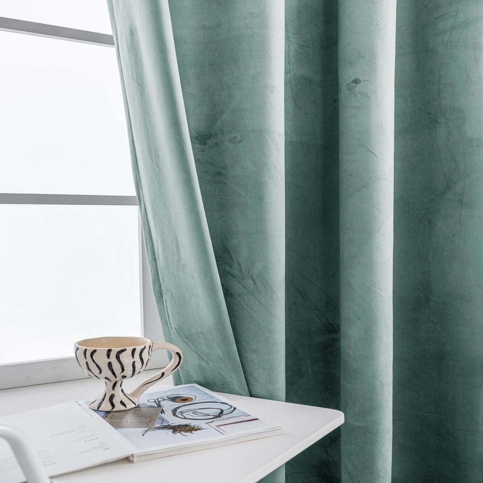 YSTYLE Elegant Velvet Curtains-2 pcs, Blackout & Heat Insulating, Eyelet Drapes for Home Windows