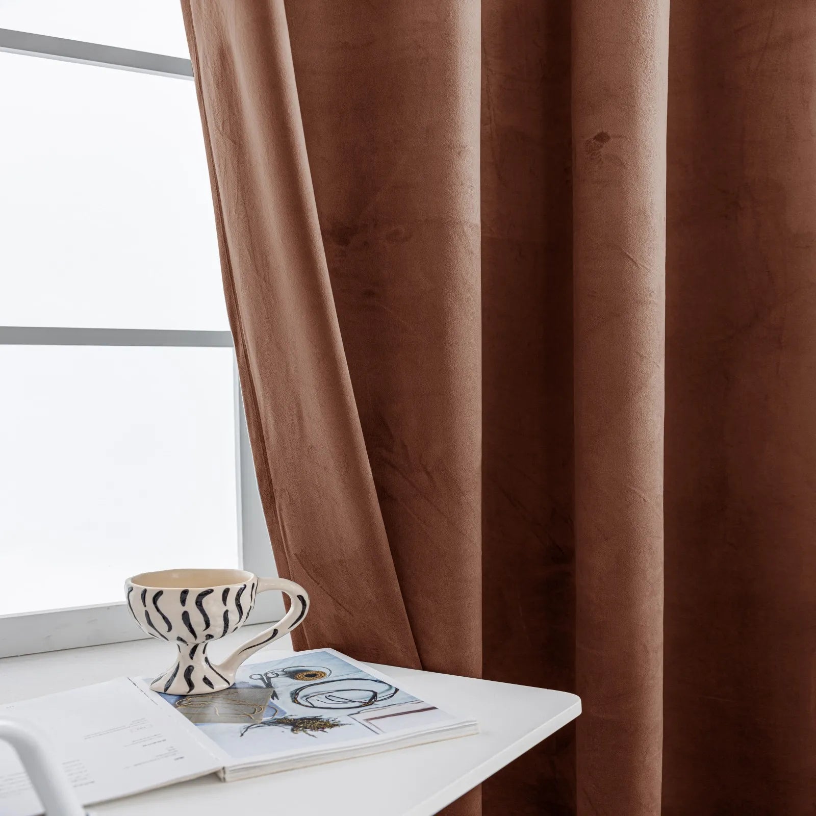 YSTYLE Elegant Velvet Curtains-2 pcs, Blackout & Heat Insulating, Eyelet Drapes for Home Windows