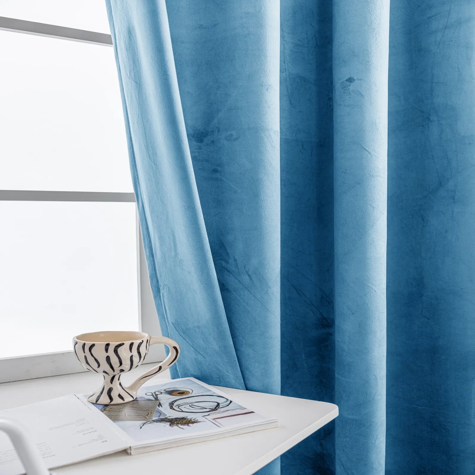 YSTYLE Elegant Velvet Curtains-2 pcs, Blackout & Heat Insulating, Eyelet Drapes for Home Windows