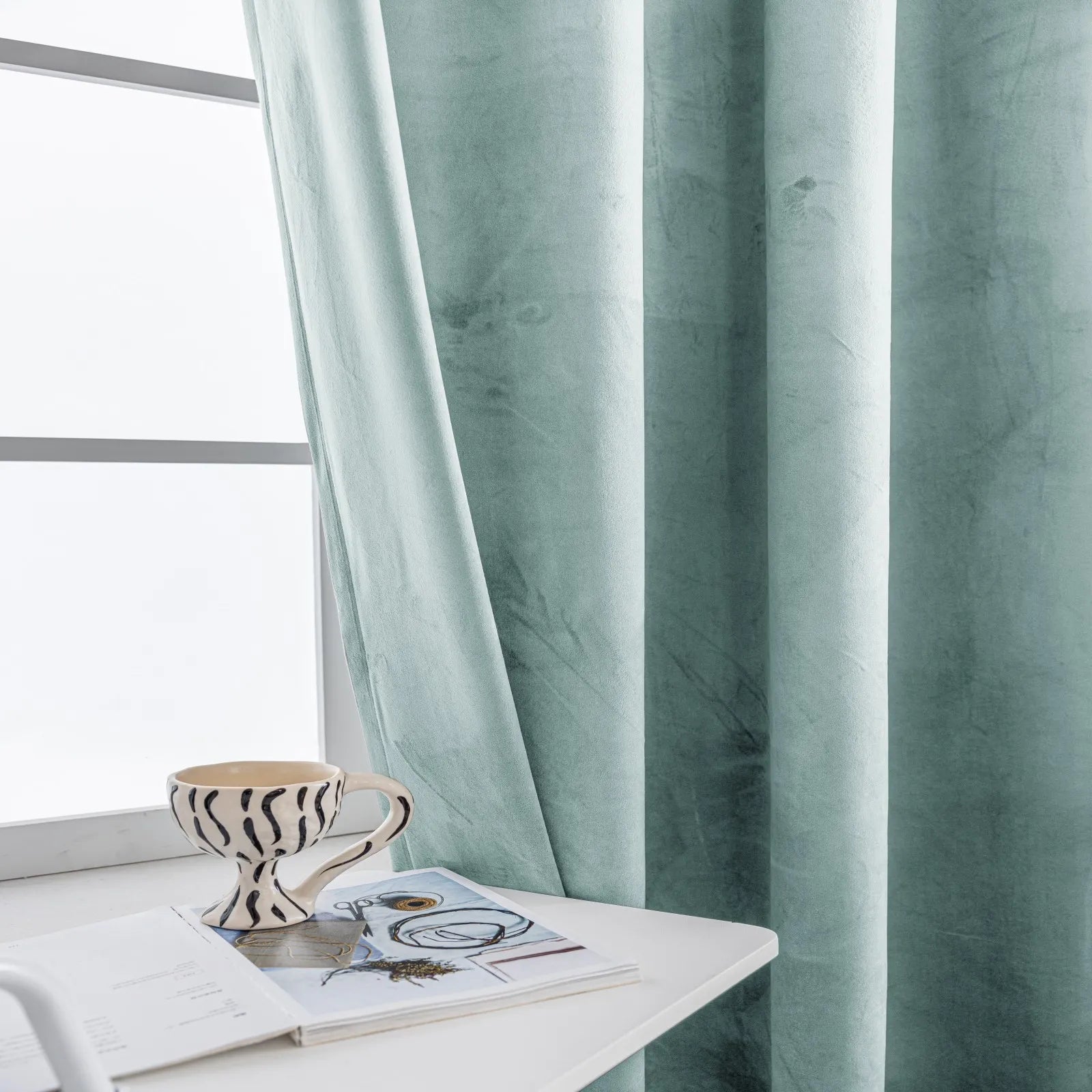 YSTYLE Elegant Velvet Curtains-2 pcs, Blackout & Heat Insulating, Eyelet Drapes for Home Windows