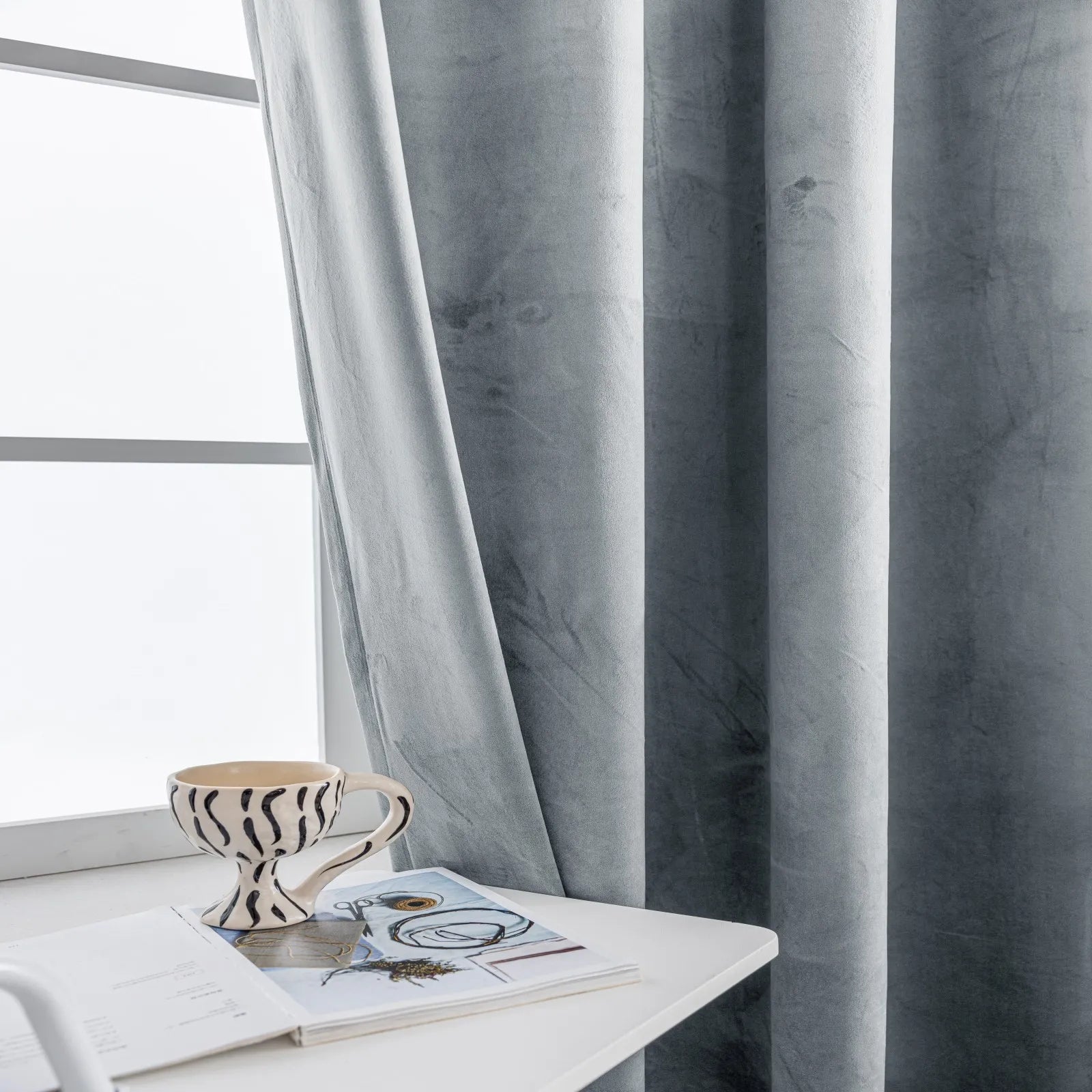 YSTYLE Elegant Velvet Curtains-2 pcs, Blackout & Heat Insulating, Eyelet Drapes for Home Windows