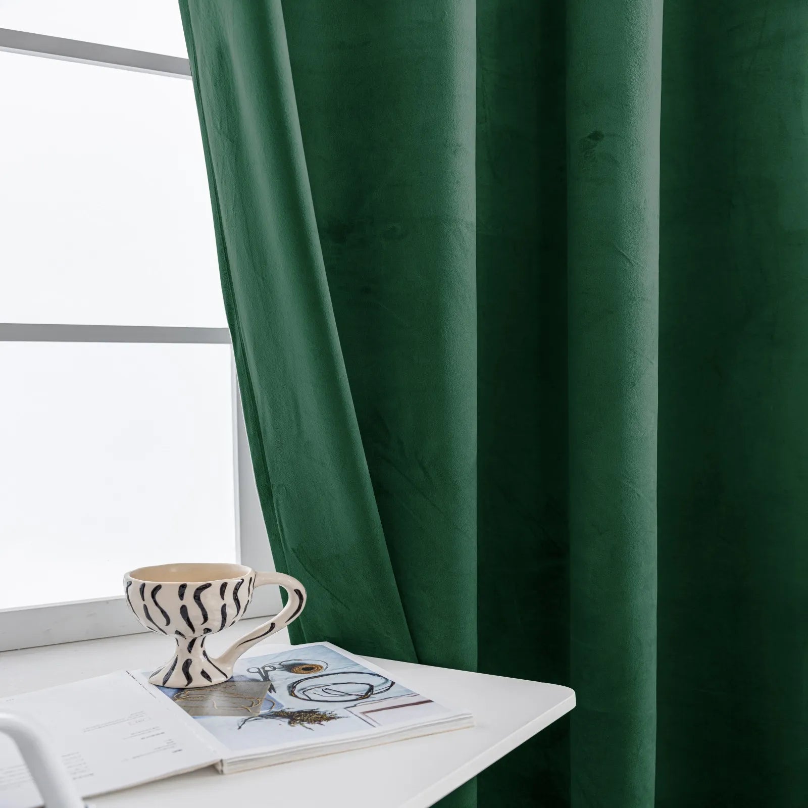 YSTYLE Elegant Velvet Curtains-2 pcs, Blackout & Heat Insulating, Eyelet Drapes for Home Windows