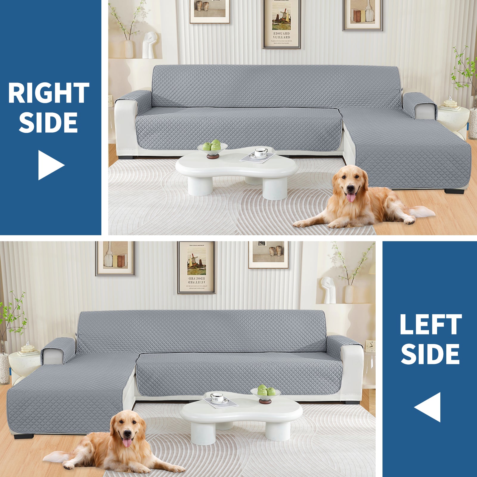 Copertura per divano a forma di L impermeabile YSTYLE per 3 posti, reversibile