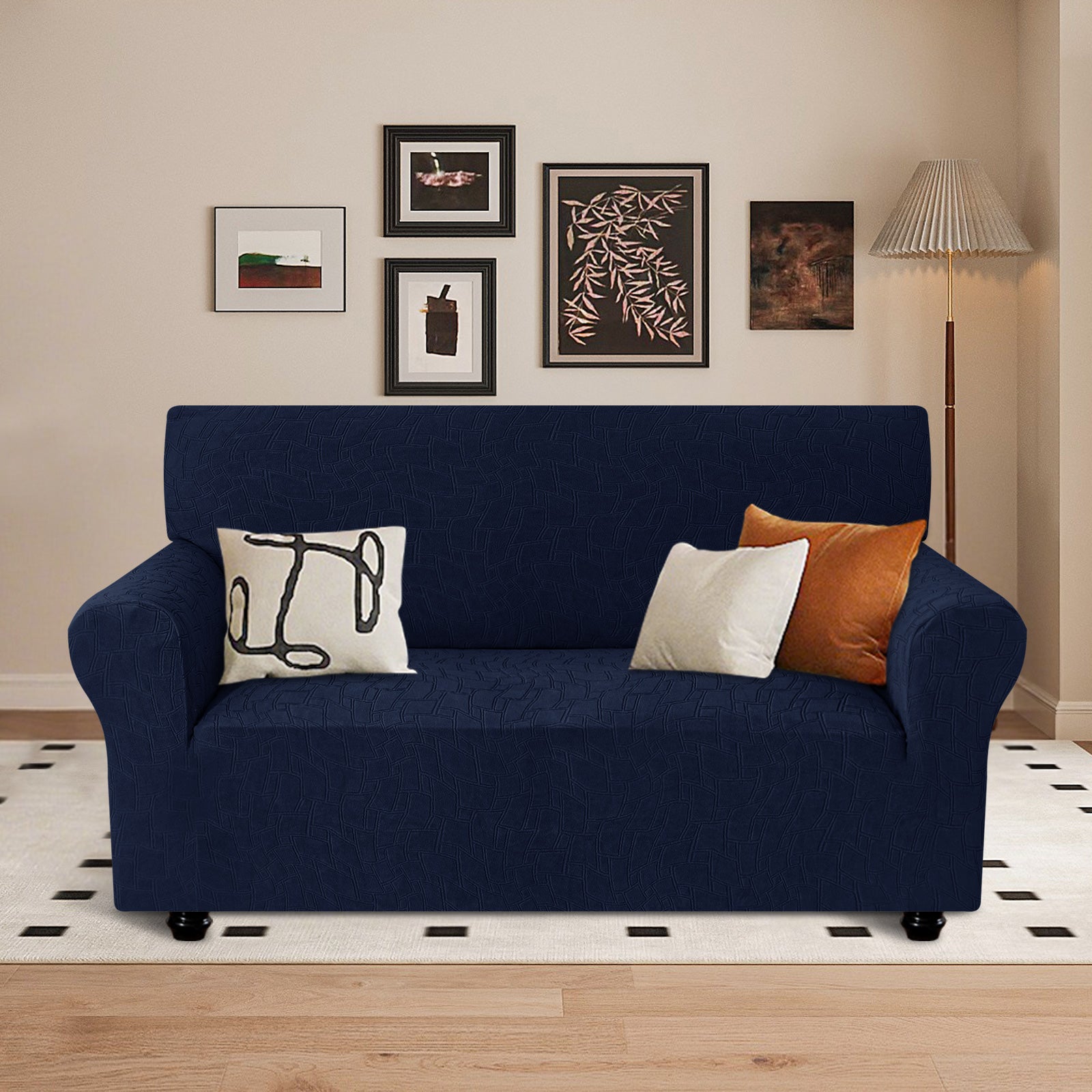 Ystyle Stretch 2 Seater Sofa Cover Jacquard Geometric Pattern-YSTYLE