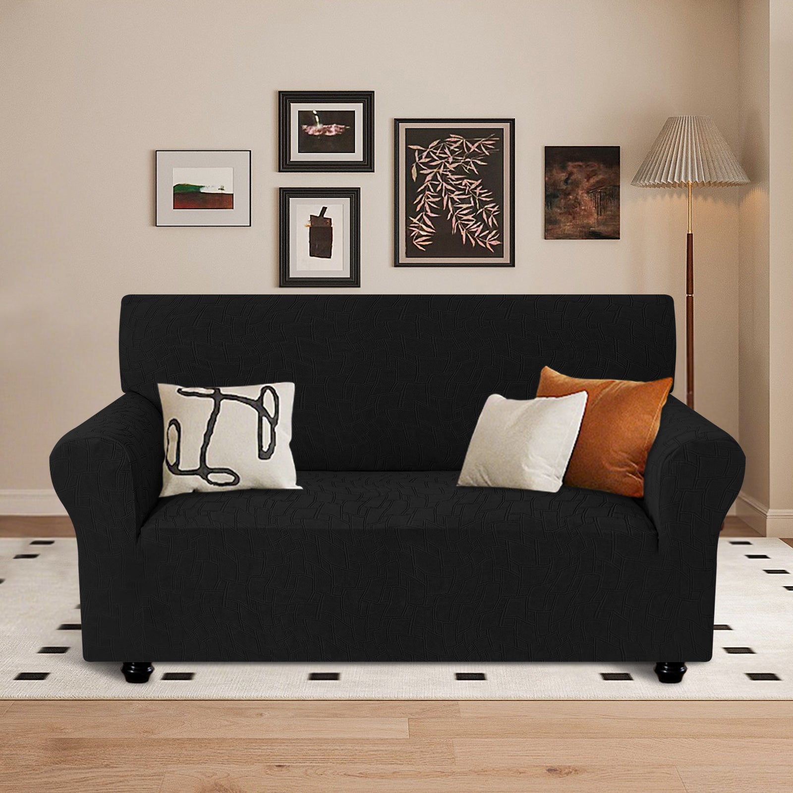 Ystyle Stretch 2 Seater Sofa Cover Jacquard Geometric Pattern-YSTYLE