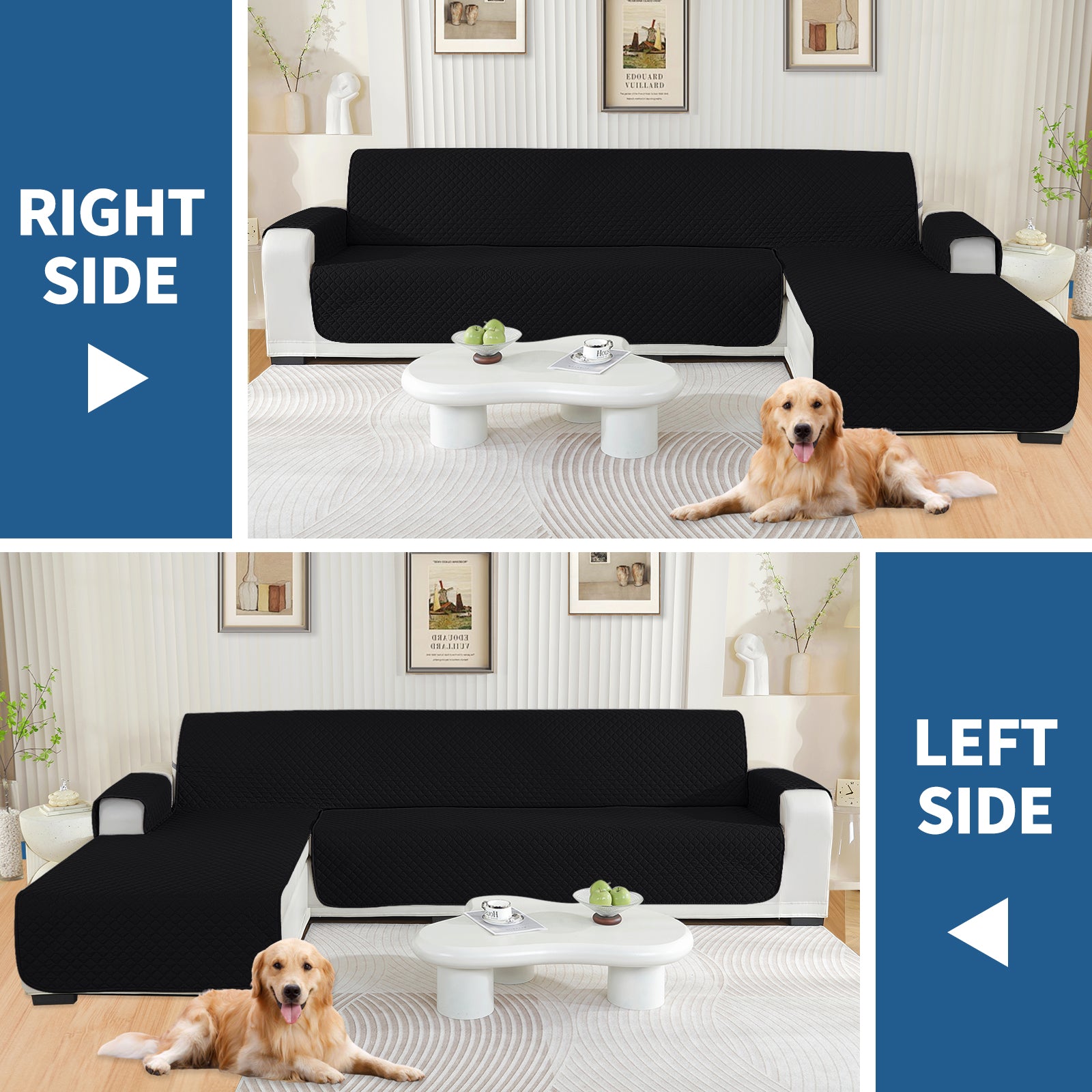 Copertura per divano a forma di L impermeabile YSTYLE per 3 posti, reversibile