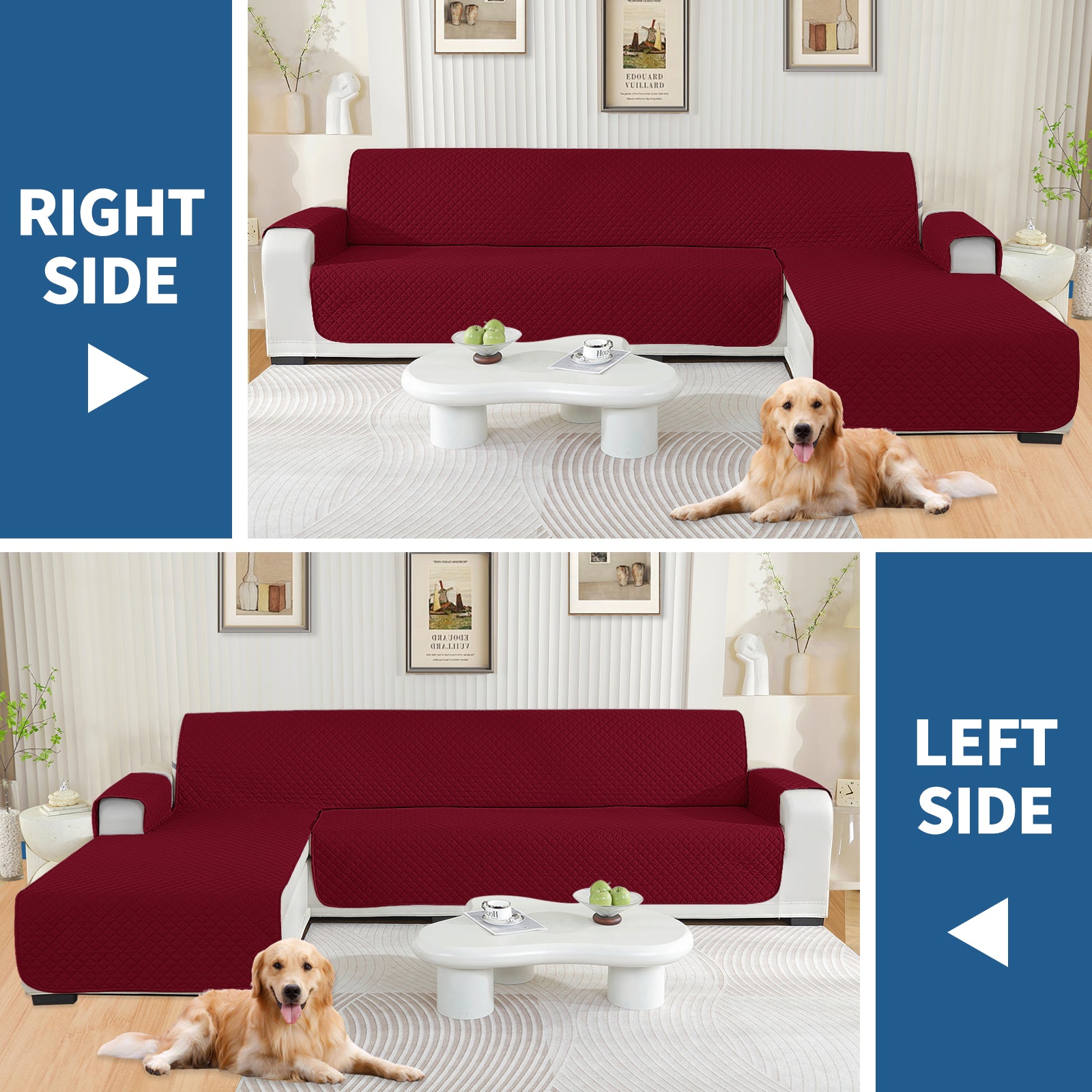 Copertura per divano a forma di L impermeabile YSTYLE per 3 posti, reversibile