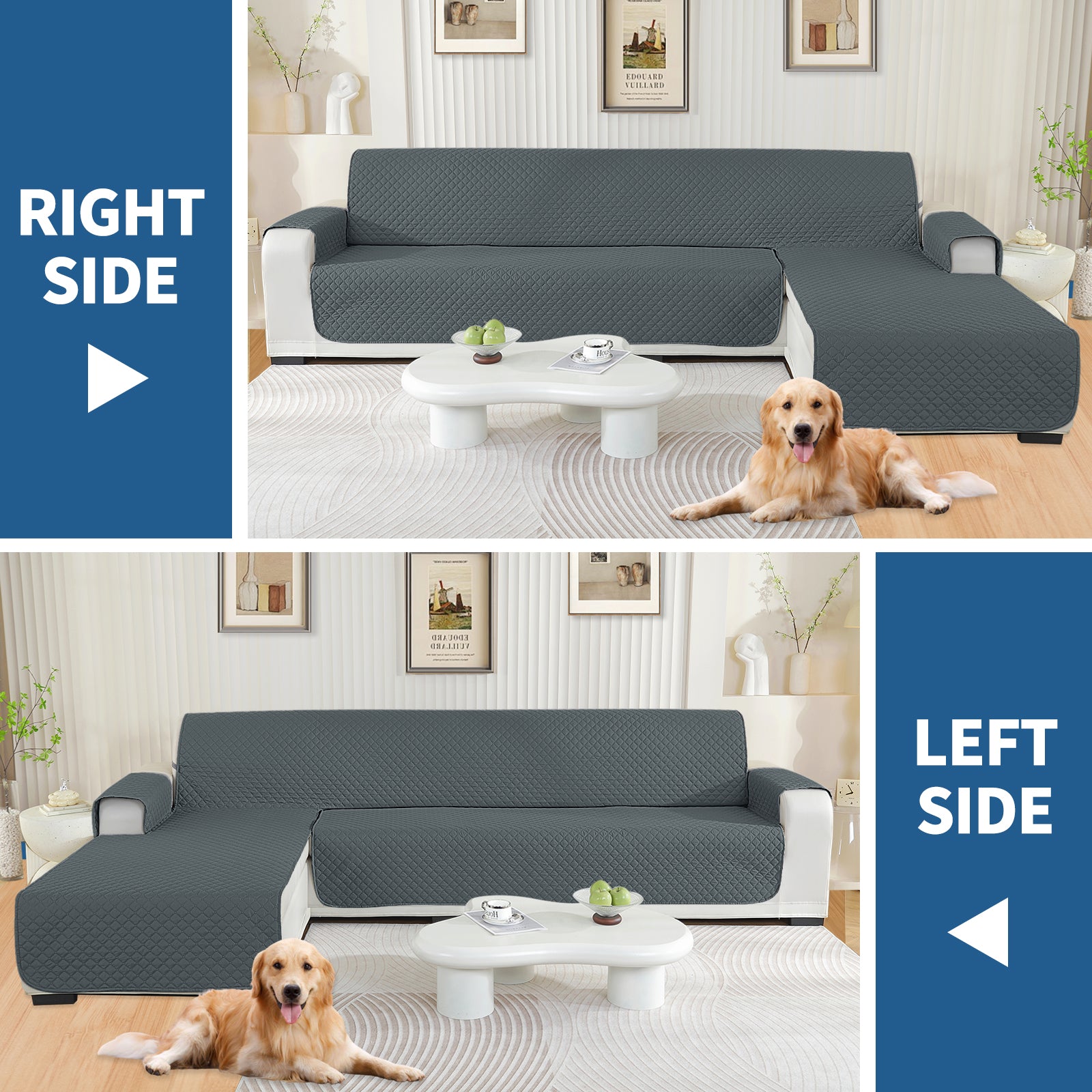 Copertura per divano a forma di L impermeabile YSTYLE per 3 posti, reversibile