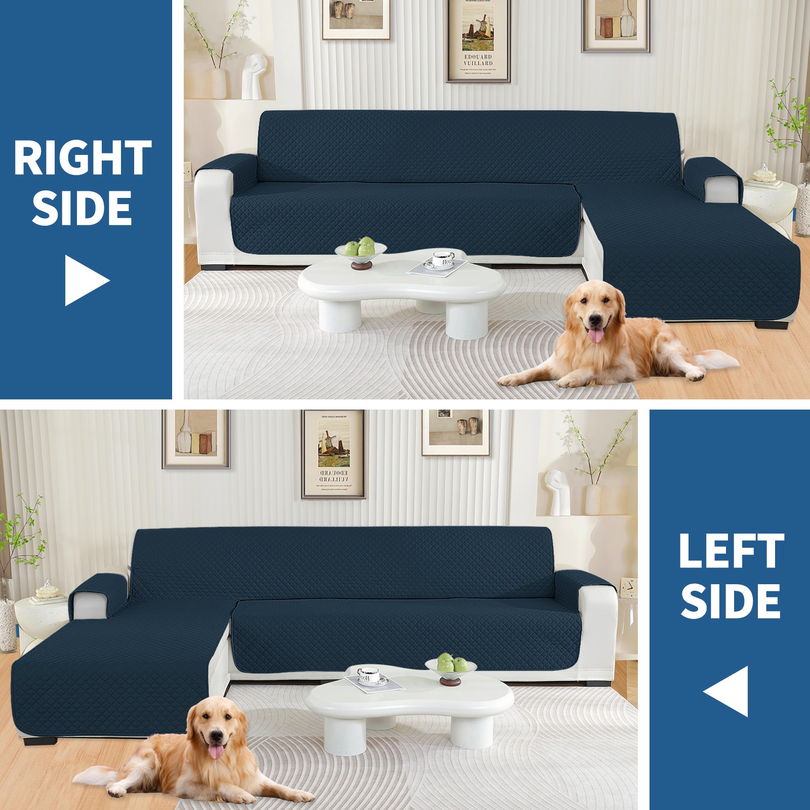 Copertura per divano a forma di L impermeabile YSTYLE per 3 posti, reversibile