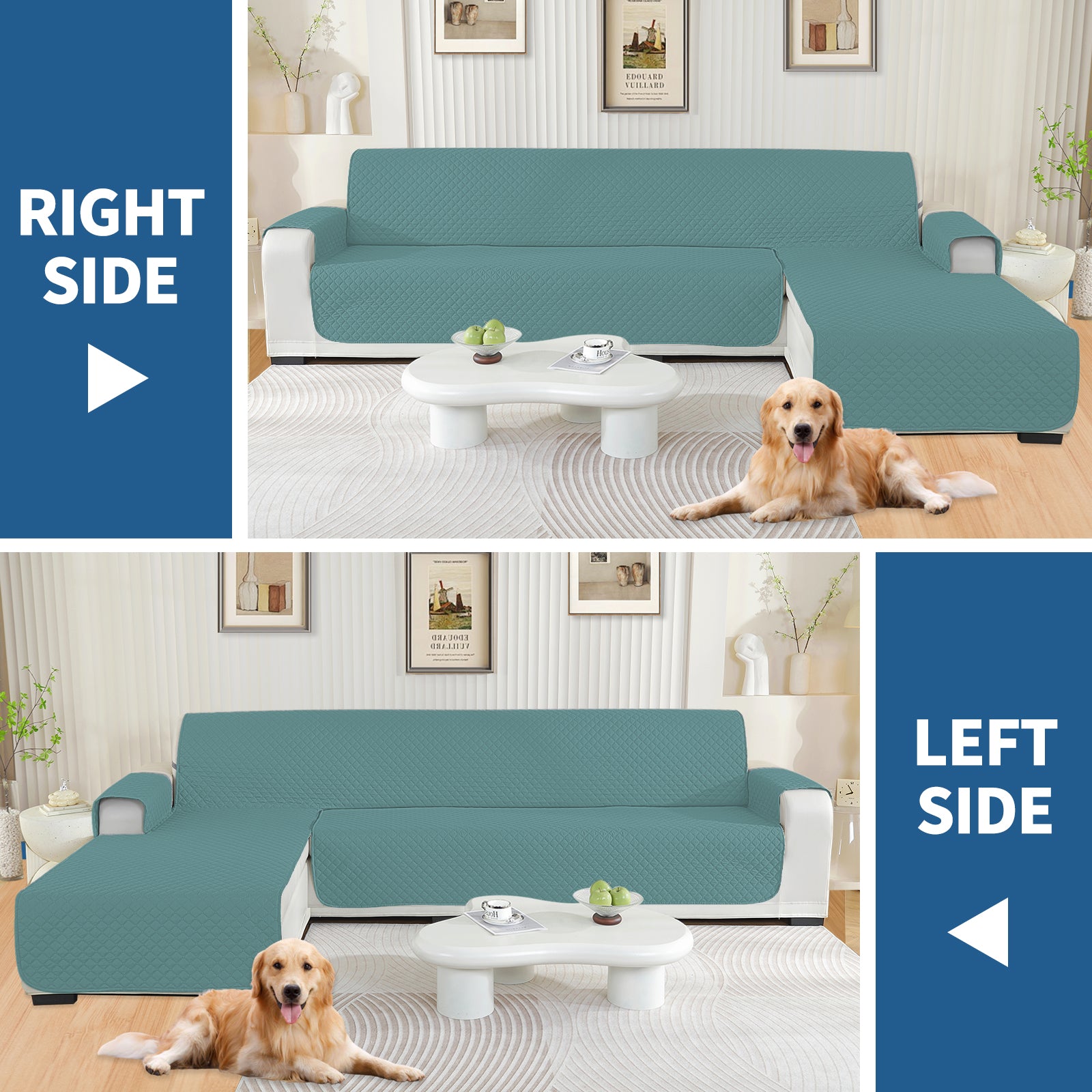 Copertura per divano a forma di L impermeabile YSTYLE per 3 posti, reversibile