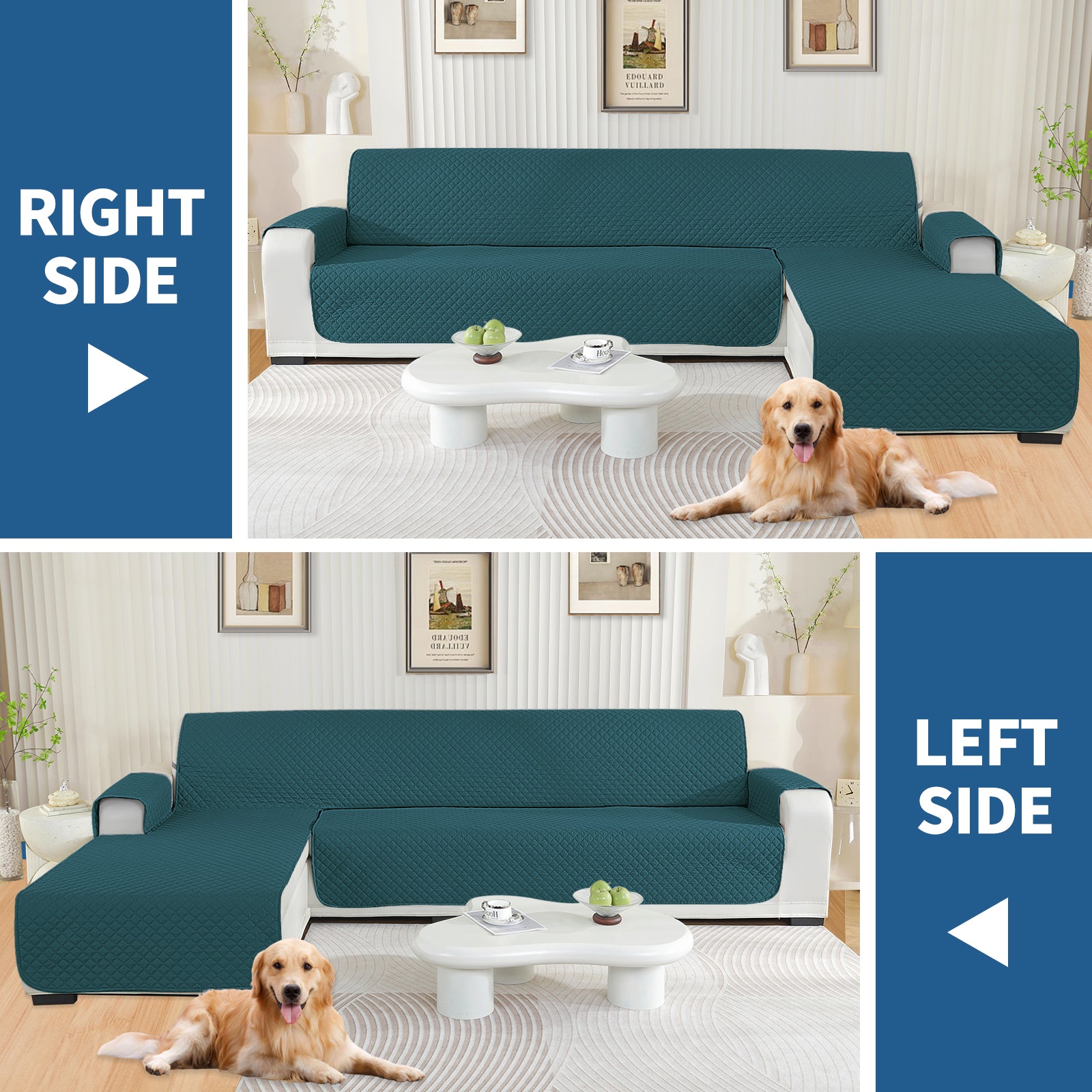 Copertura per divano a forma di L impermeabile YSTYLE per 3 posti, reversibile