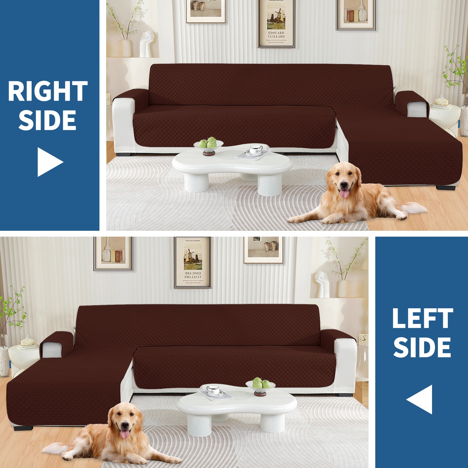 Copertura per divano a forma di L impermeabile YSTYLE per 3 posti, reversibile