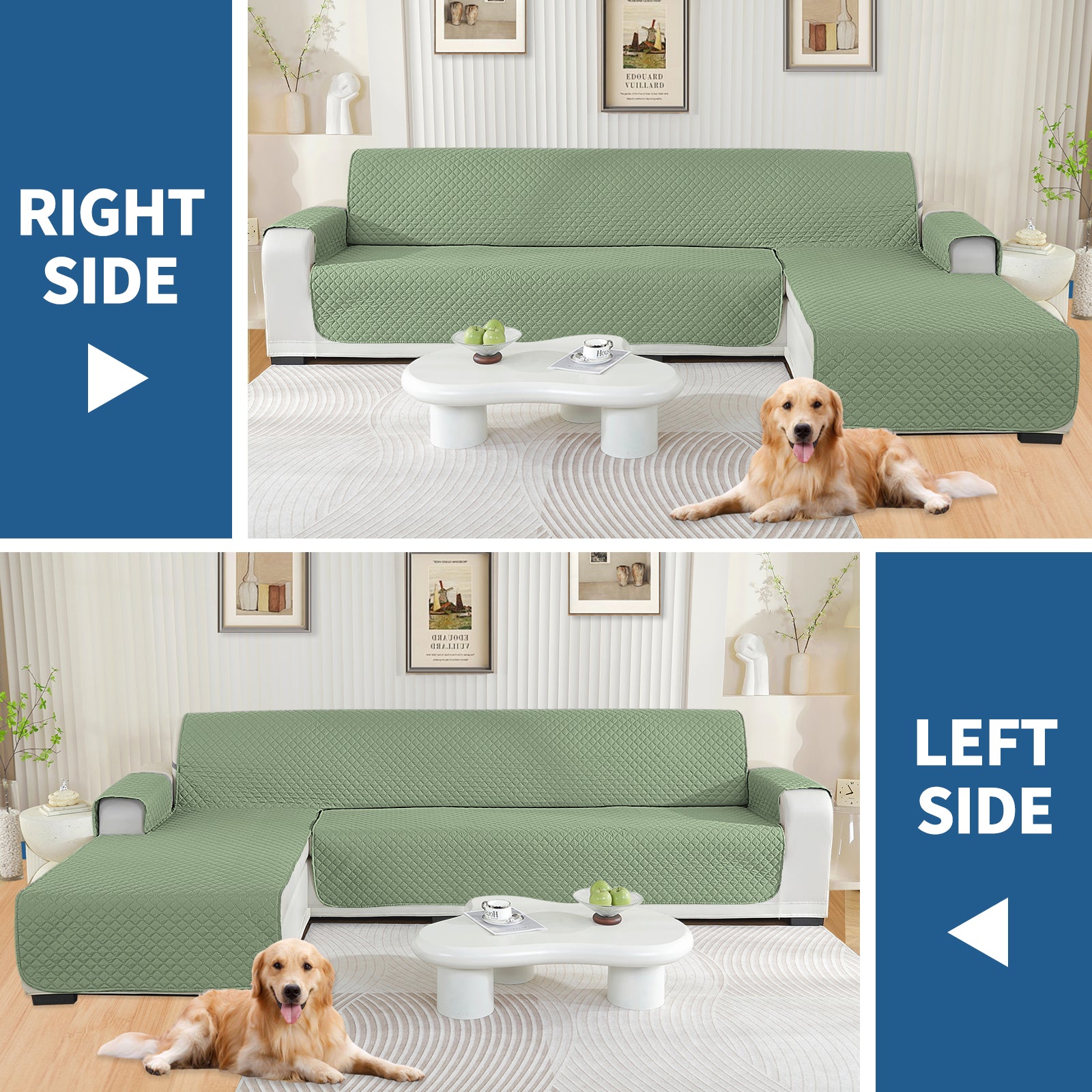 Copertura per divano a forma di L impermeabile YSTYLE per 3 posti, reversibile