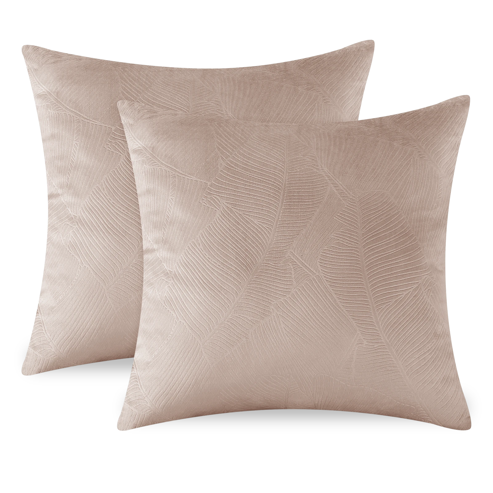 YSTYLE Velvet Sofa Cushion Covers, Decorative Throw Pillow Covers, 2 pcs, Hidden Zipper-Leaf Shape