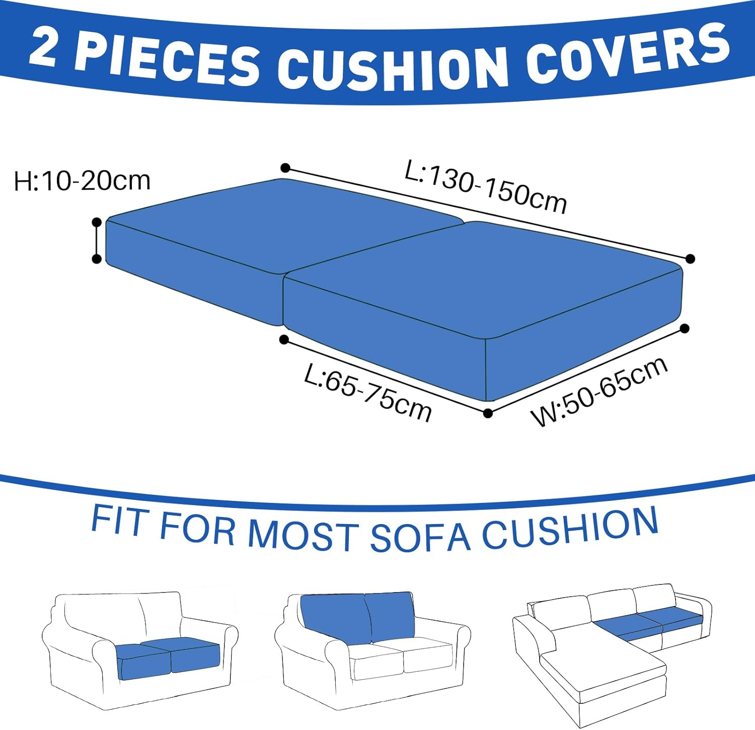 YSTYLE 2 Seater Velvet Cushion Cover – Stretch Fit, Anti-Slip, Universal for Separate Sofa Cushions