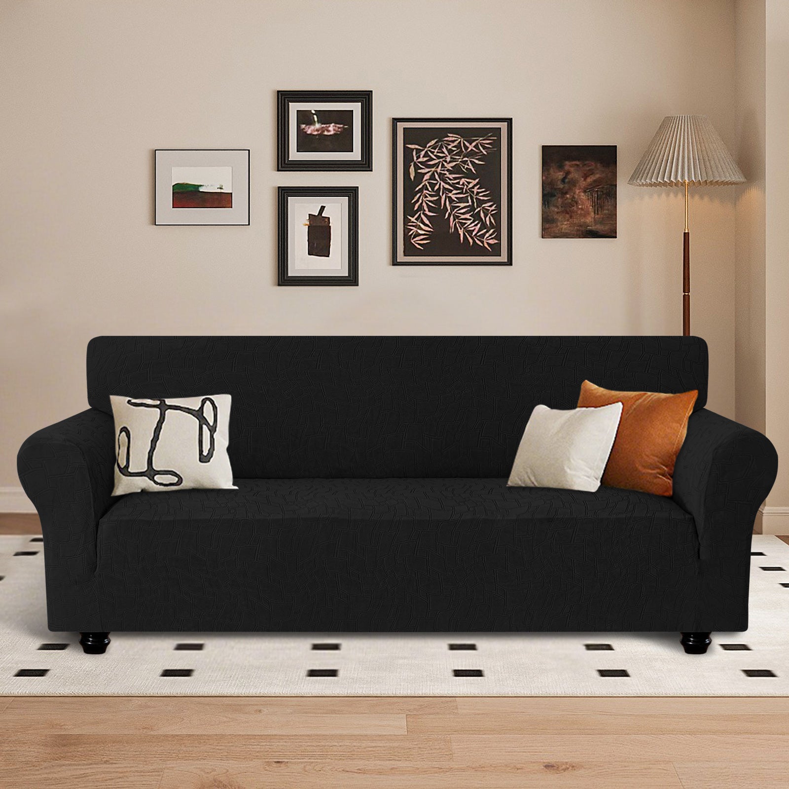 Ystyle Stretch 3 Seater Sofa Cover Jacquard Geometric Pattern-YSTYLE
