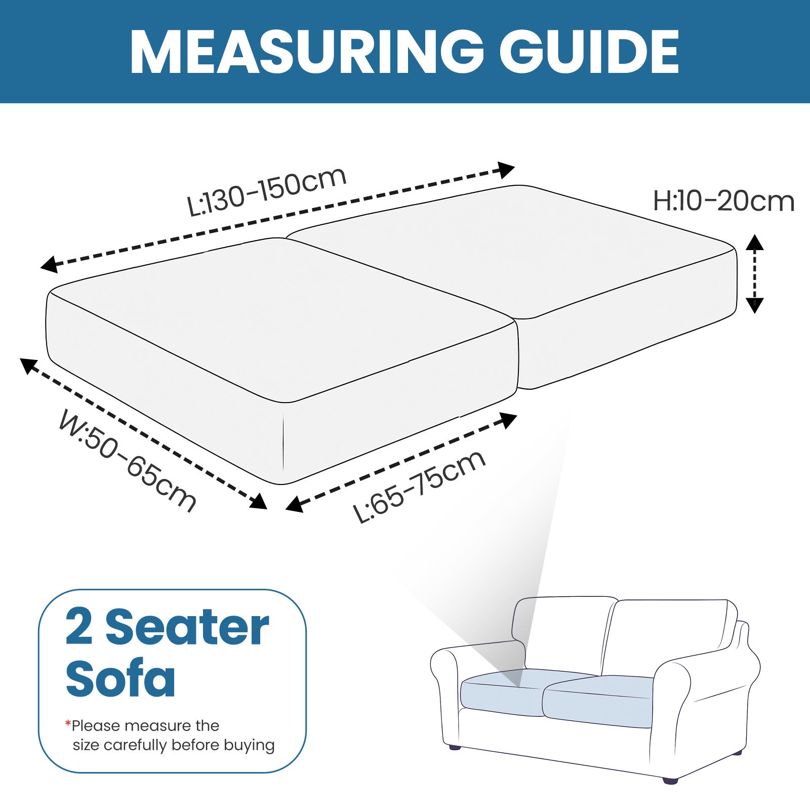 Ystyle 2 Piece Stretch Sofa Seat Cover 1 Seater Anti Slip Geometric-YSTYLE
