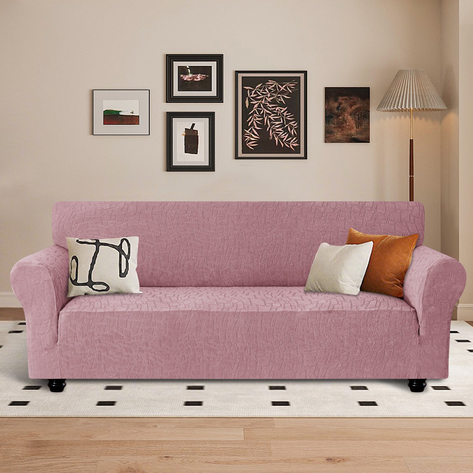 Ystyle Stretch 3 Seater Sofa Cover Jacquard Geometric Pattern-YSTYLE