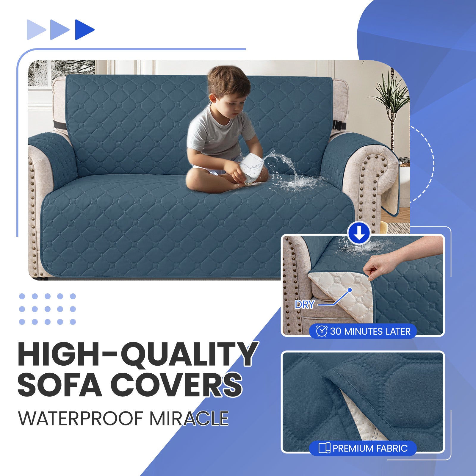 YSTYLE Waterproof 2 Seater Armchair Cover with Pockets Non Slip