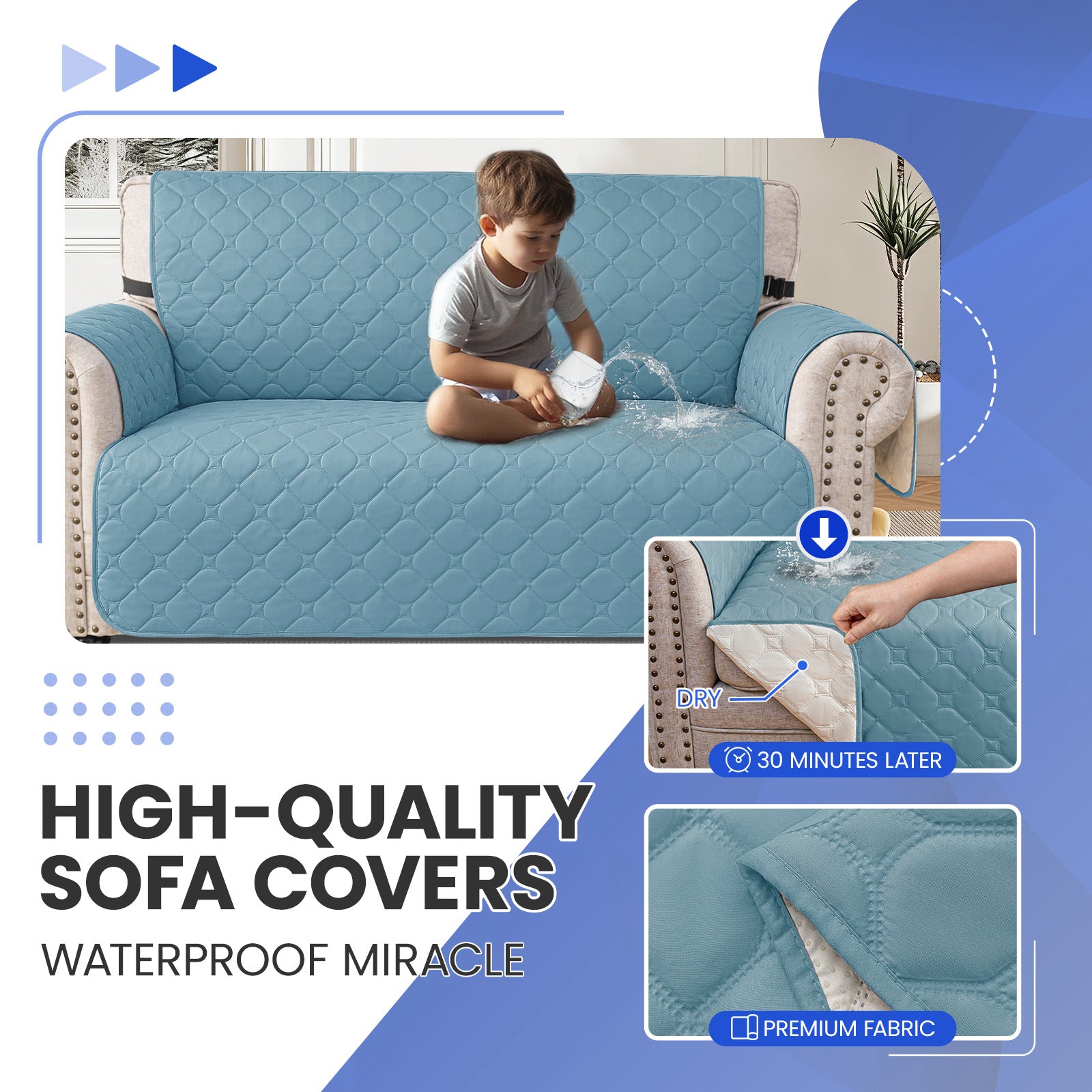 YSTYLE Waterproof 2 Seater Armchair Cover with Pockets Non Slip