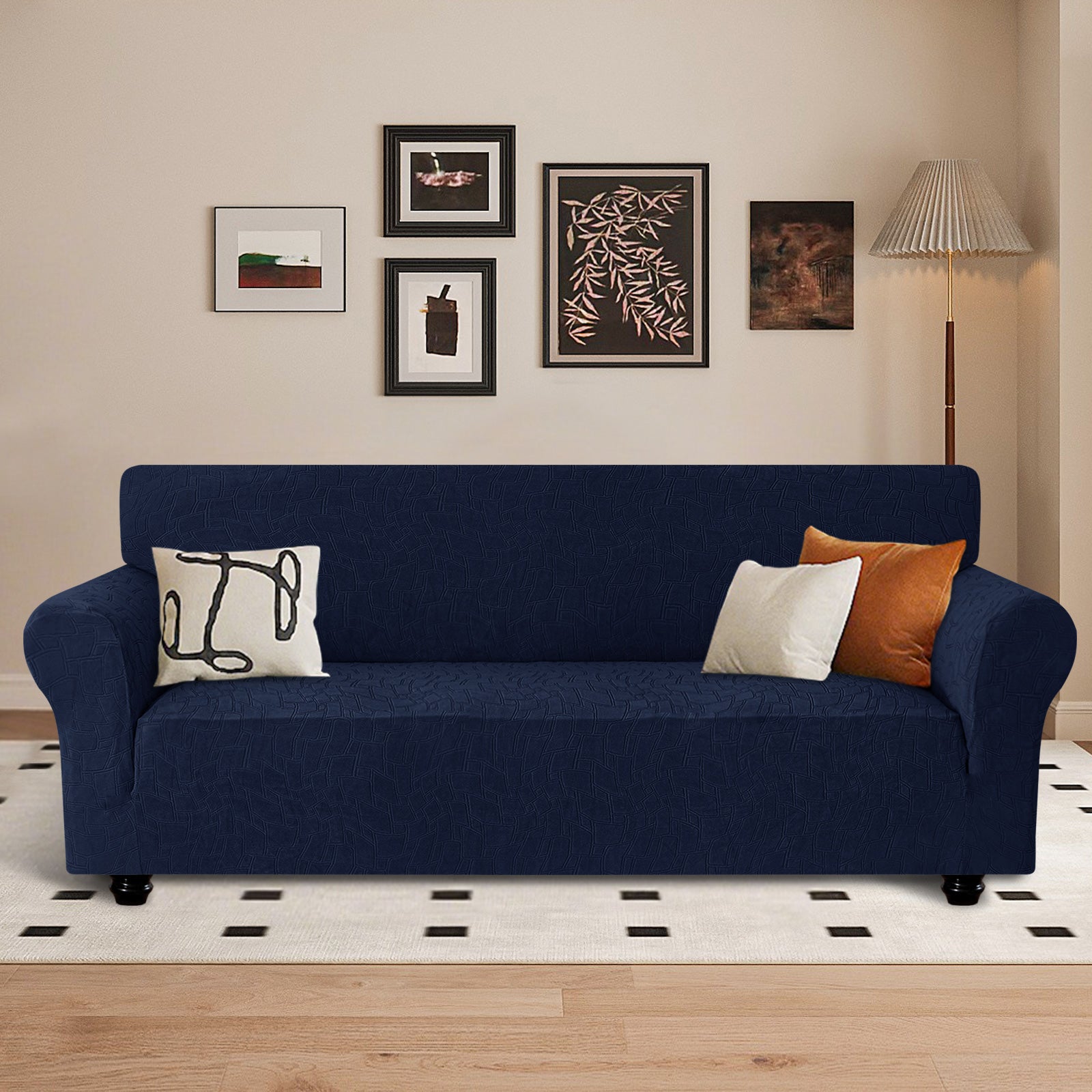 Ystyle Stretch 3 Seater Sofa Cover Jacquard Geometric Pattern-YSTYLE
