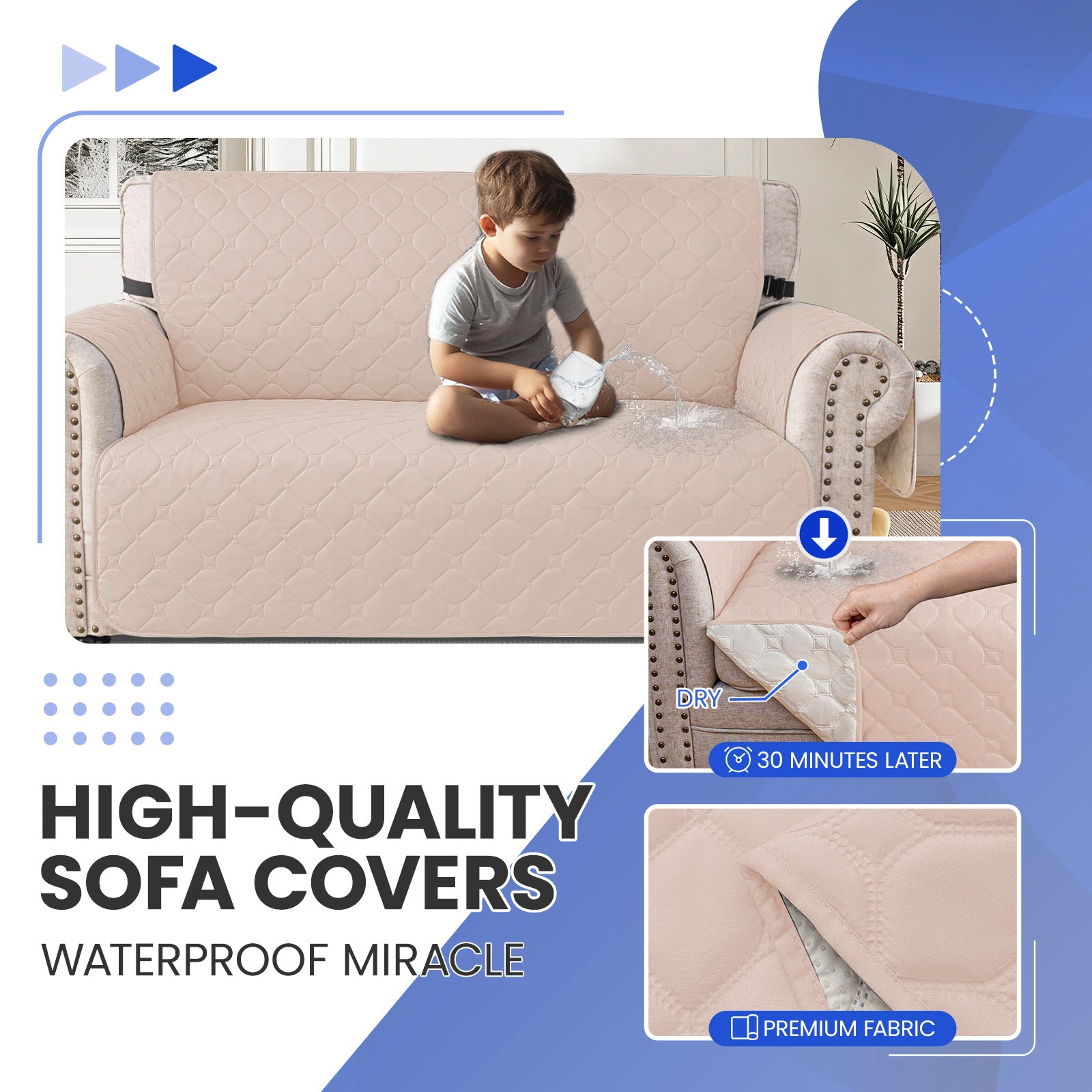 YSTYLE Waterproof 2 Seater Armchair Cover with Pockets Non Slip