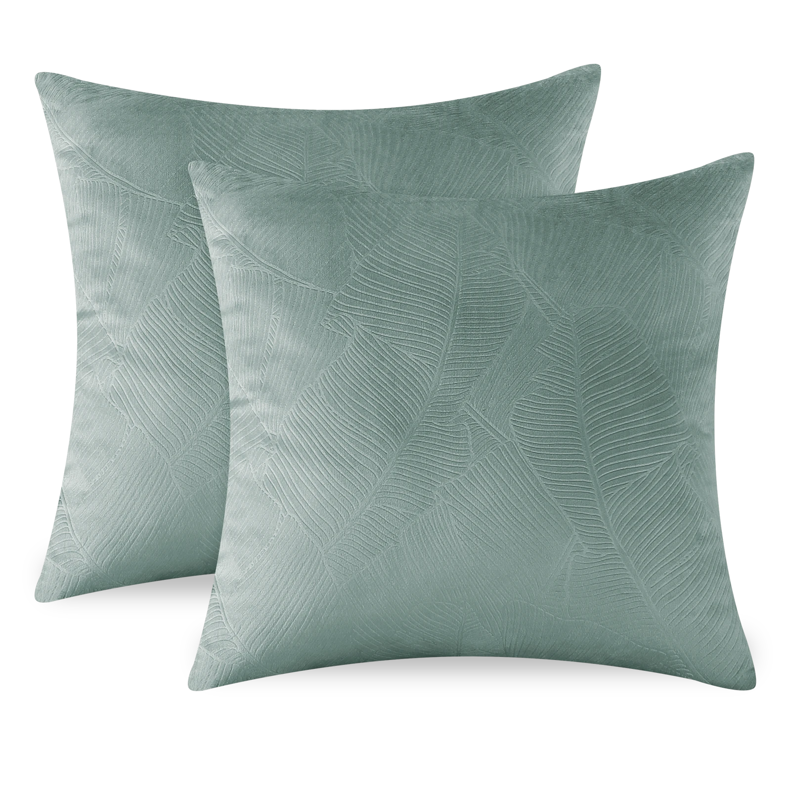 YSTYLE Velvet Sofa Cushion Covers, Decorative Throw Pillow Covers, 2 pcs, Hidden Zipper-Leaf Shape