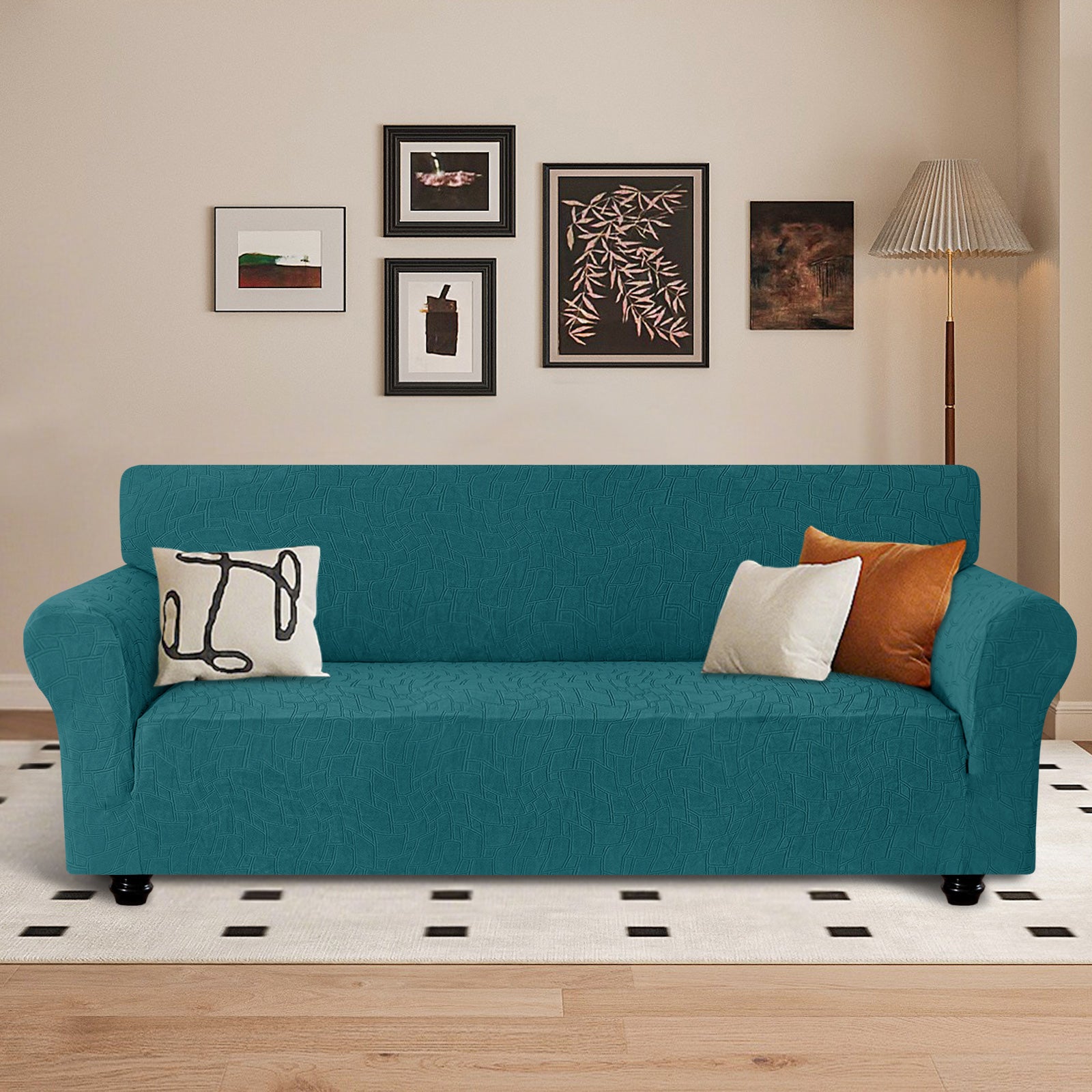 Ystyle Stretch 3 Seater Sofa Cover Jacquard Geometric Pattern-YSTYLE