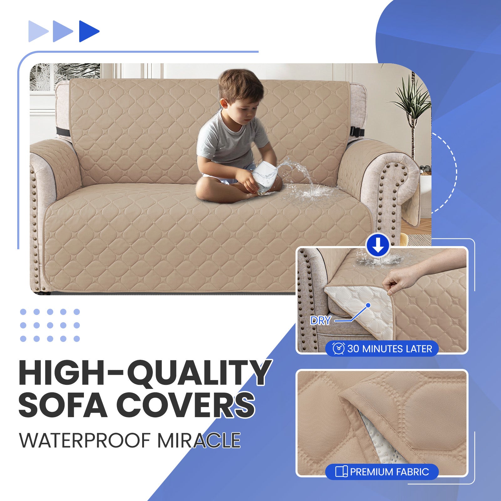 YSTYLE Waterproof 2 Seater Armchair Cover with Pockets Non Slip