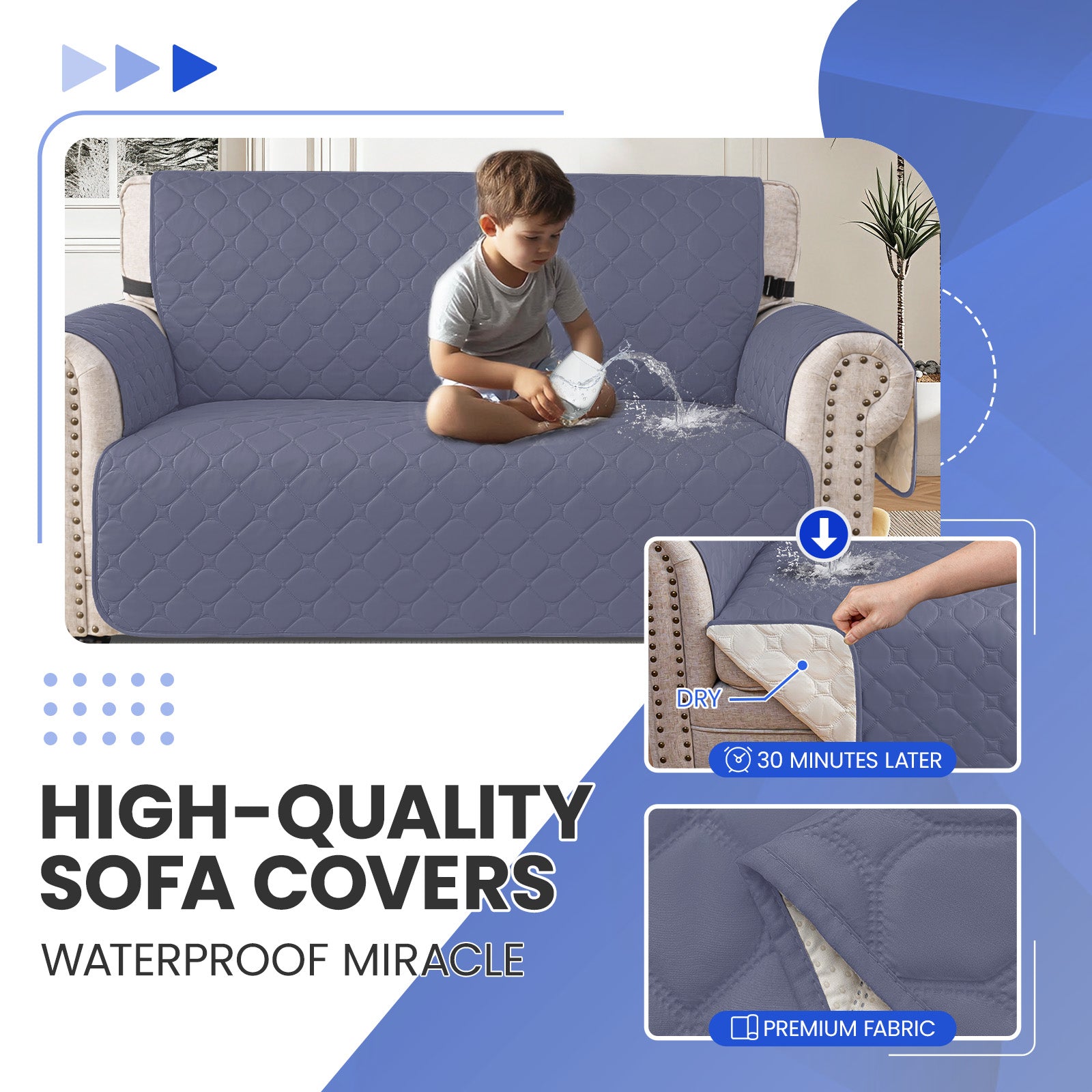 YSTYLE Waterproof 2 Seater Armchair Cover with Pockets Non Slip