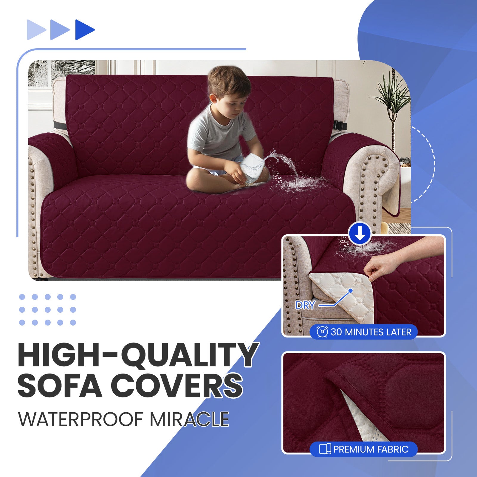 YSTYLE Waterproof 2 Seater Armchair Cover with Pockets Non Slip