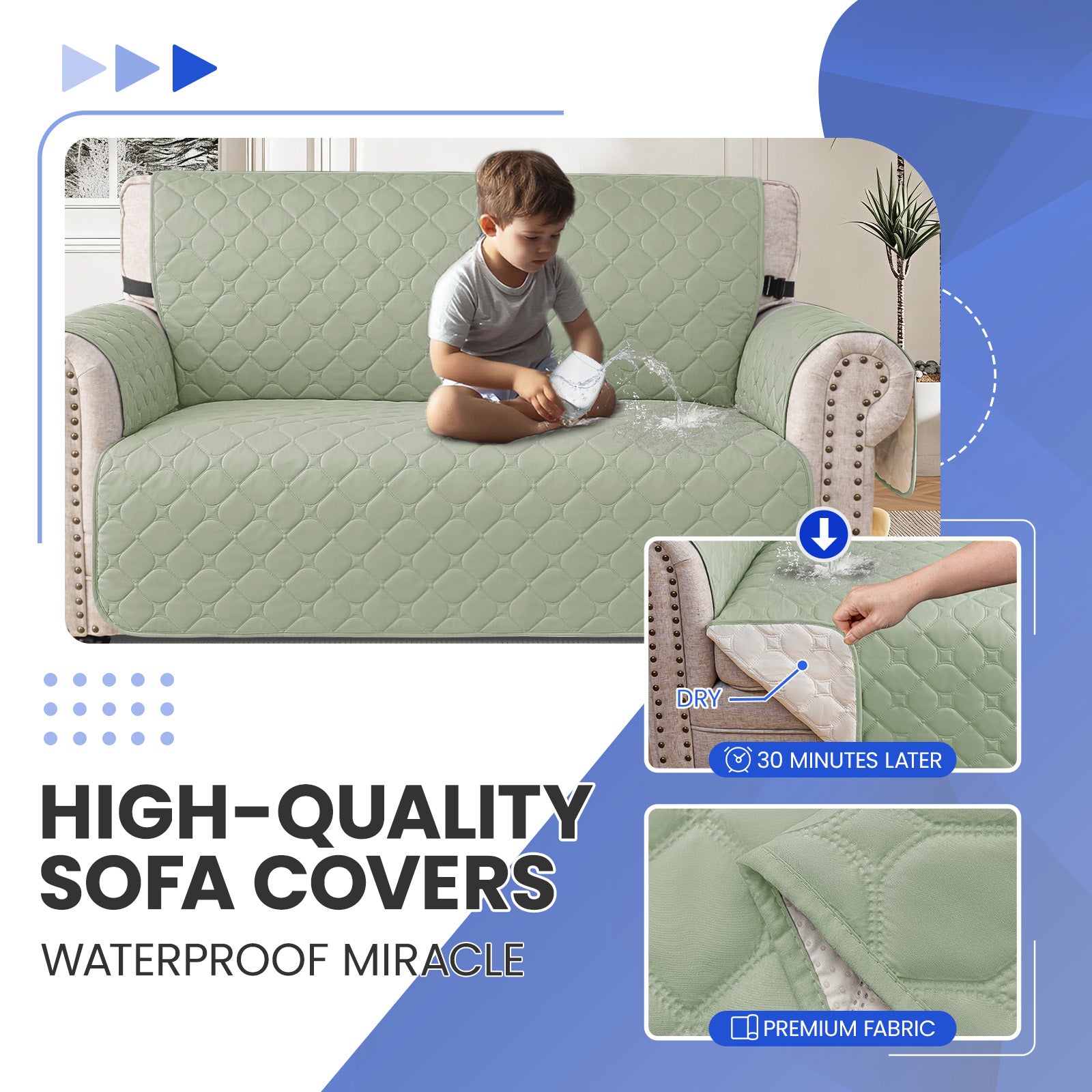 YSTYLE Waterproof 2 Seater Armchair Cover with Pockets Non Slip