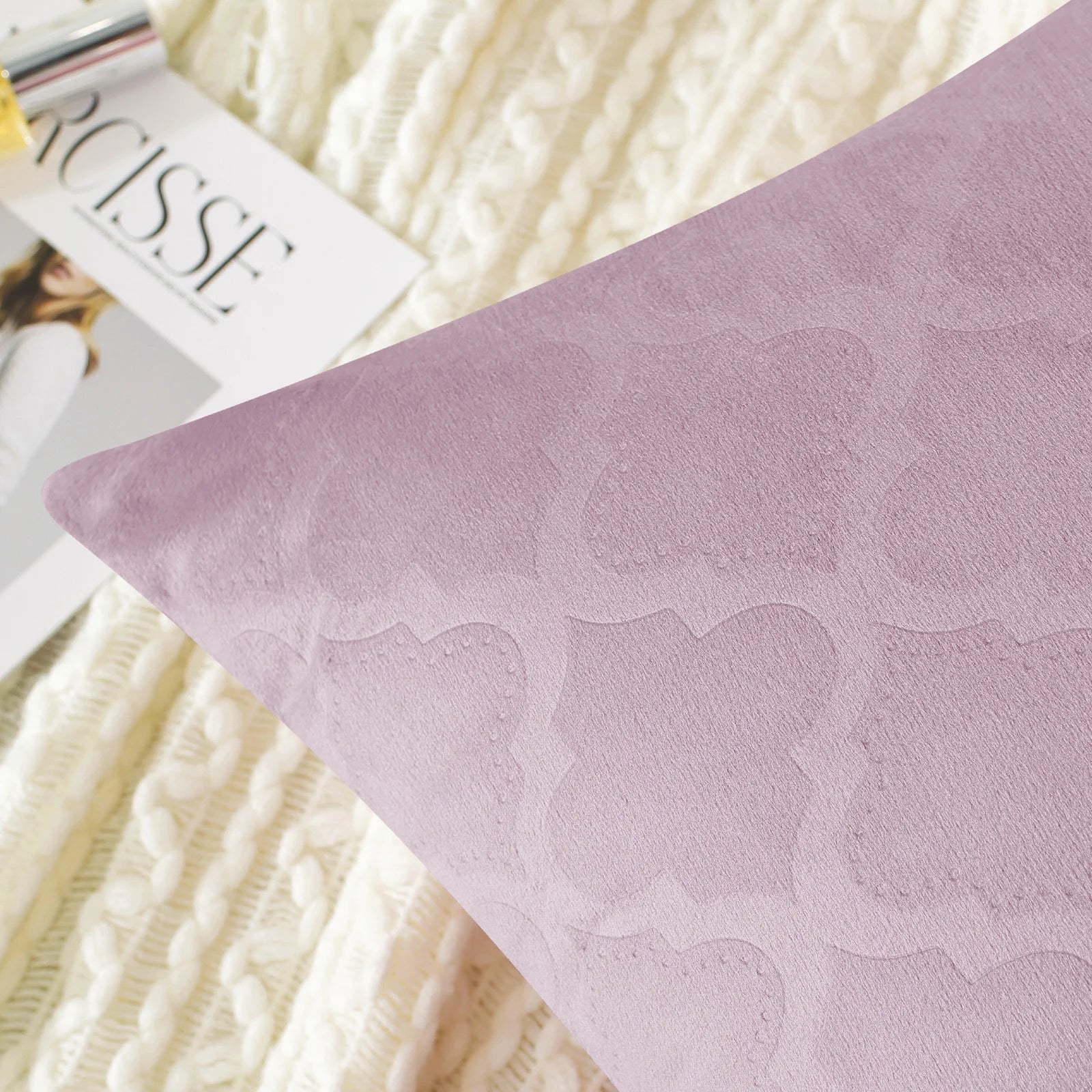 YSTYLE 2 Pieces Velvet Cushion Covers Embossed Geometric-YSTYLE