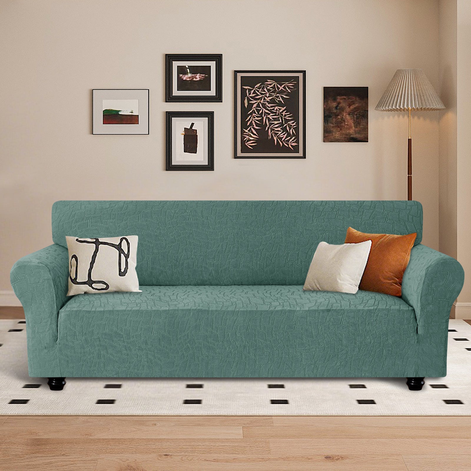 Ystyle Stretch 3 Seater Sofa Cover Jacquard Geometric Pattern-YSTYLE