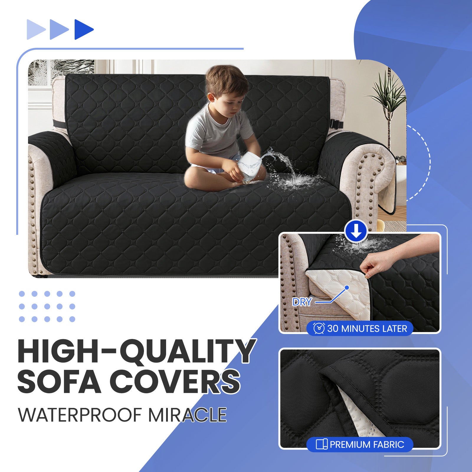 YSTYLE Waterproof 2 Seater Armchair Cover with Pockets Non Slip
