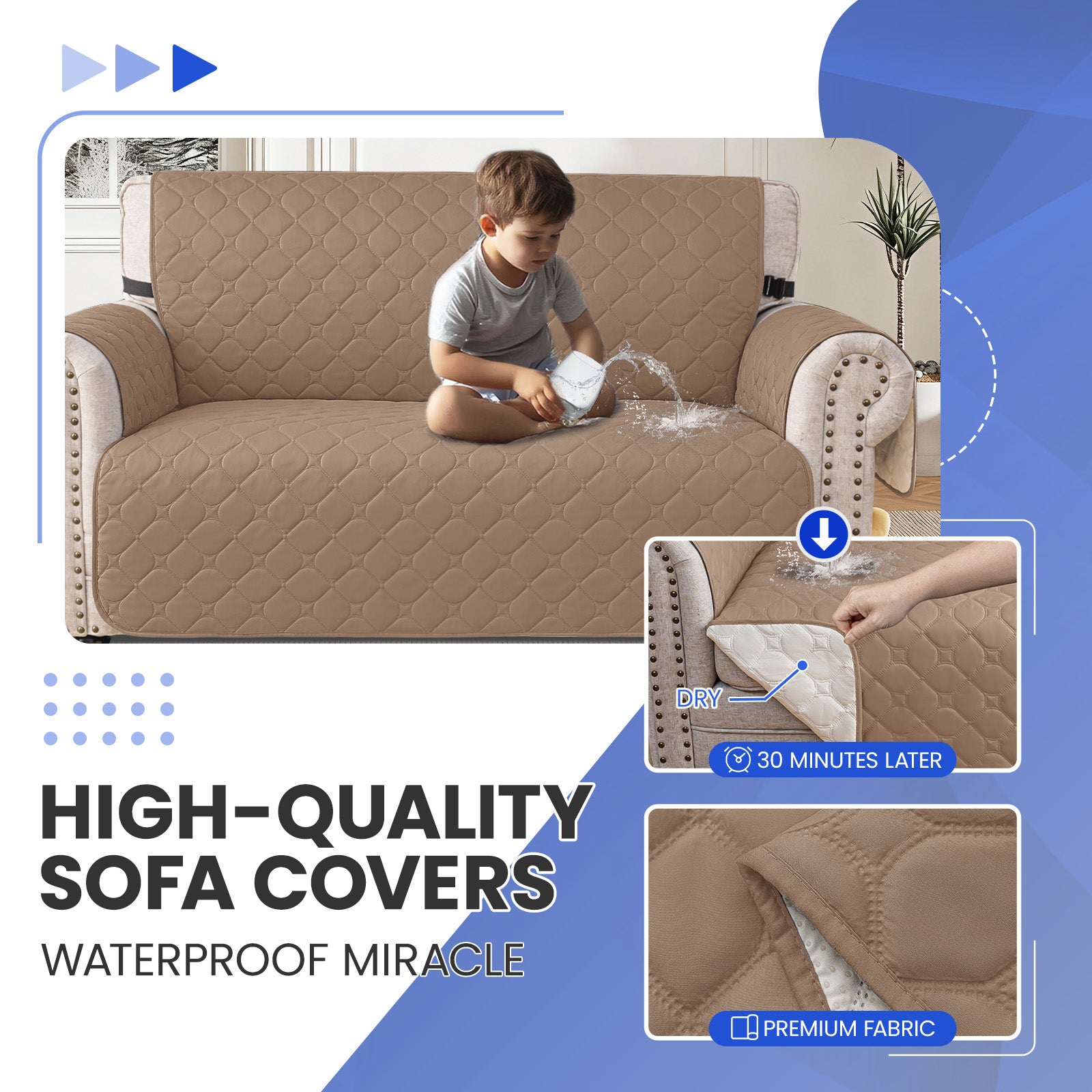 YSTYLE Waterproof 2 Seater Armchair Cover with Pockets Non Slip