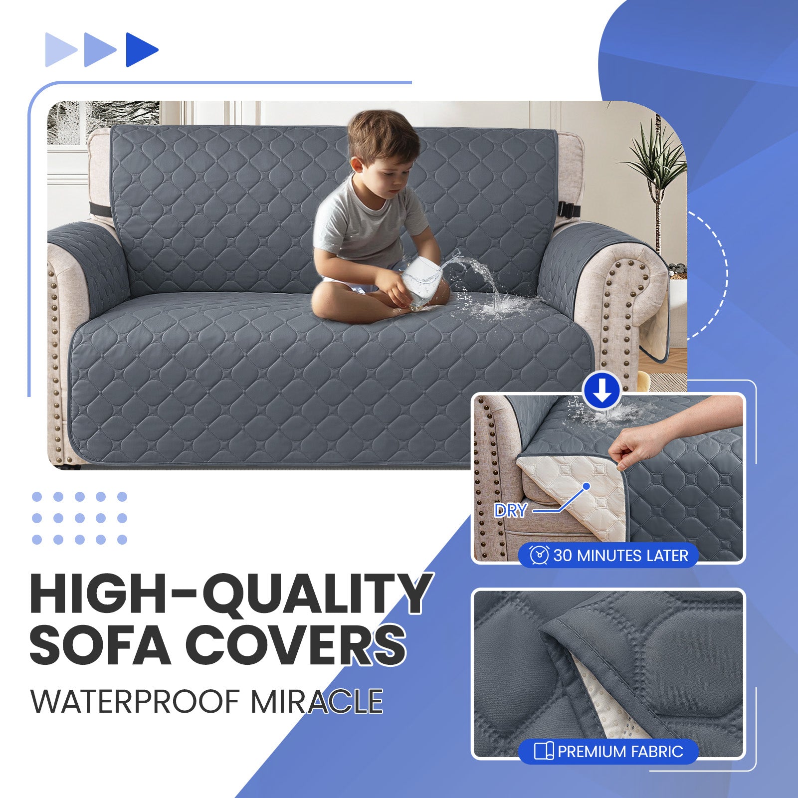 YSTYLE Waterproof 2 Seater Armchair Cover with Pockets Non Slip