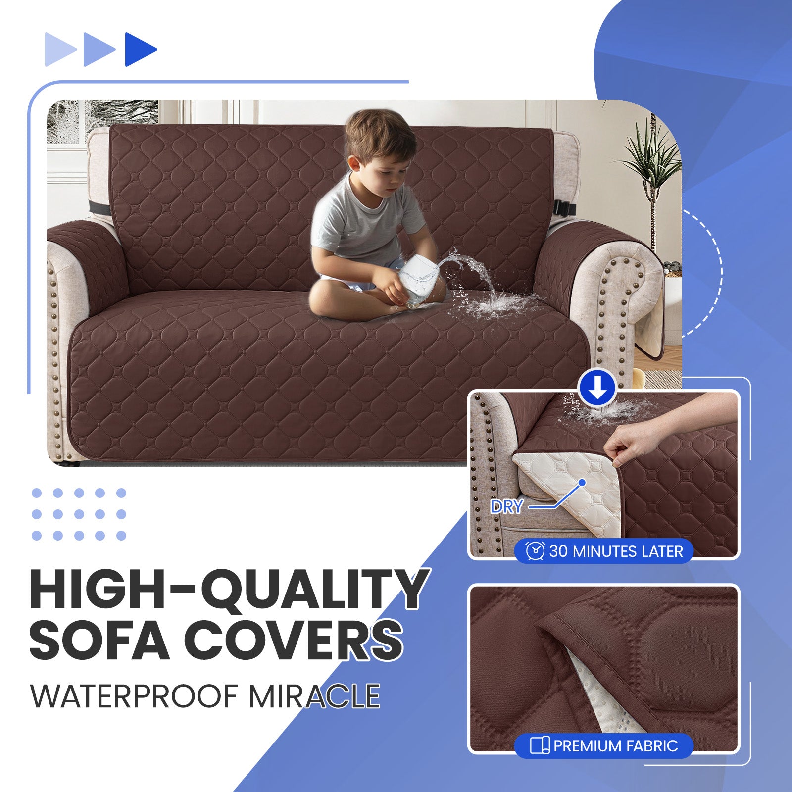 YSTYLE Waterproof 2 Seater Armchair Cover with Pockets Non Slip