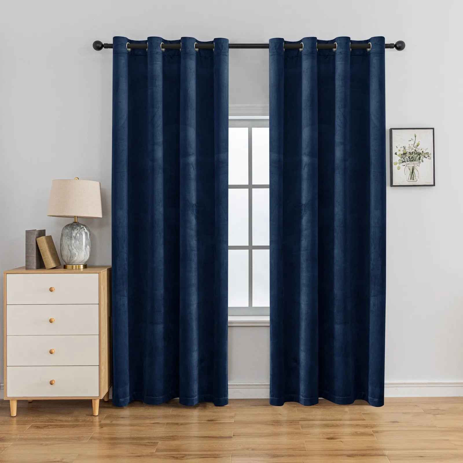 YSTYLE Elegant Velvet Curtains-2 pcs, Blackout & Heat Insulating, Eyelet Drapes for Home Windows