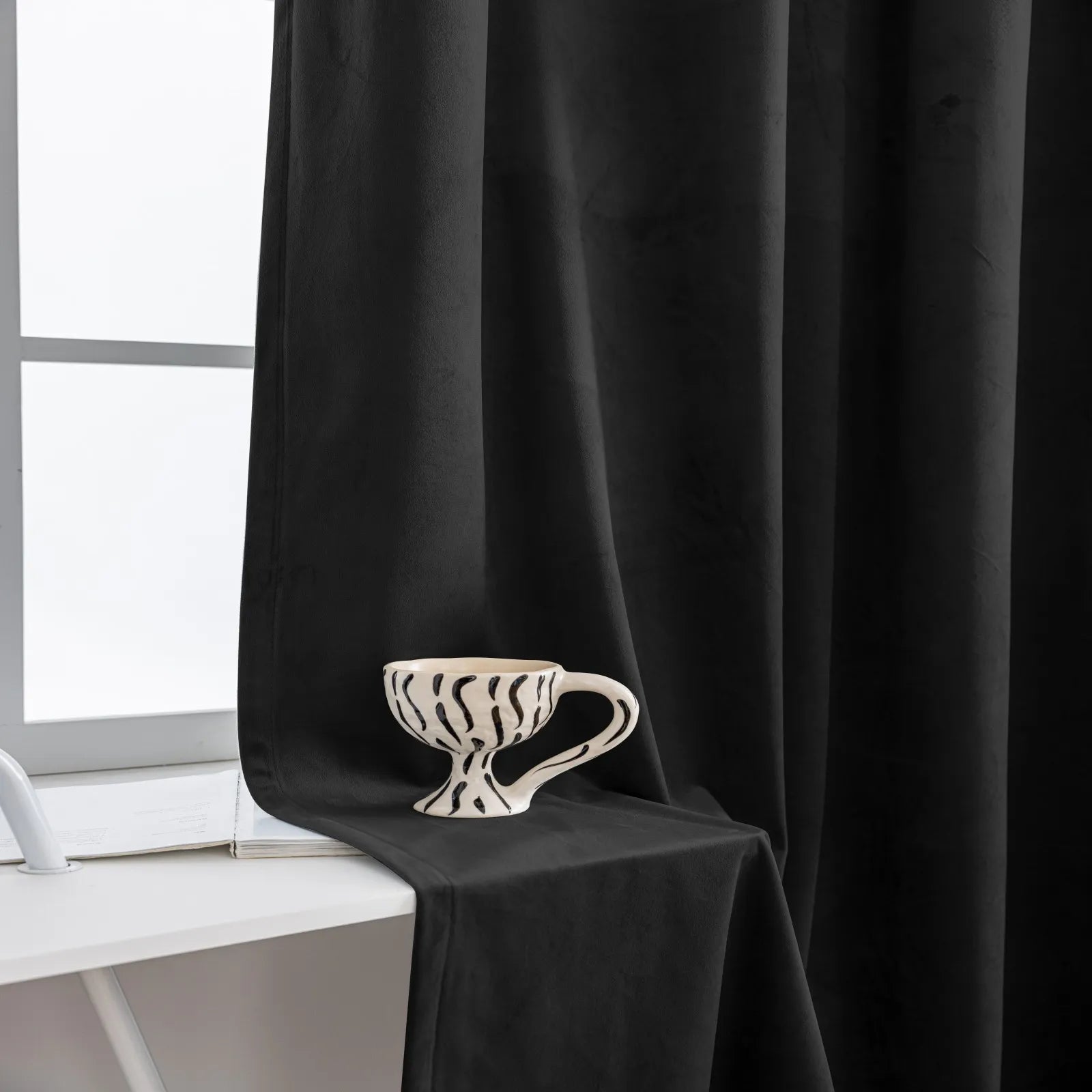 YSTYLE Elegant Velvet Curtains-2 pcs, Blackout & Heat Insulating, Eyelet Drapes for Home Windows