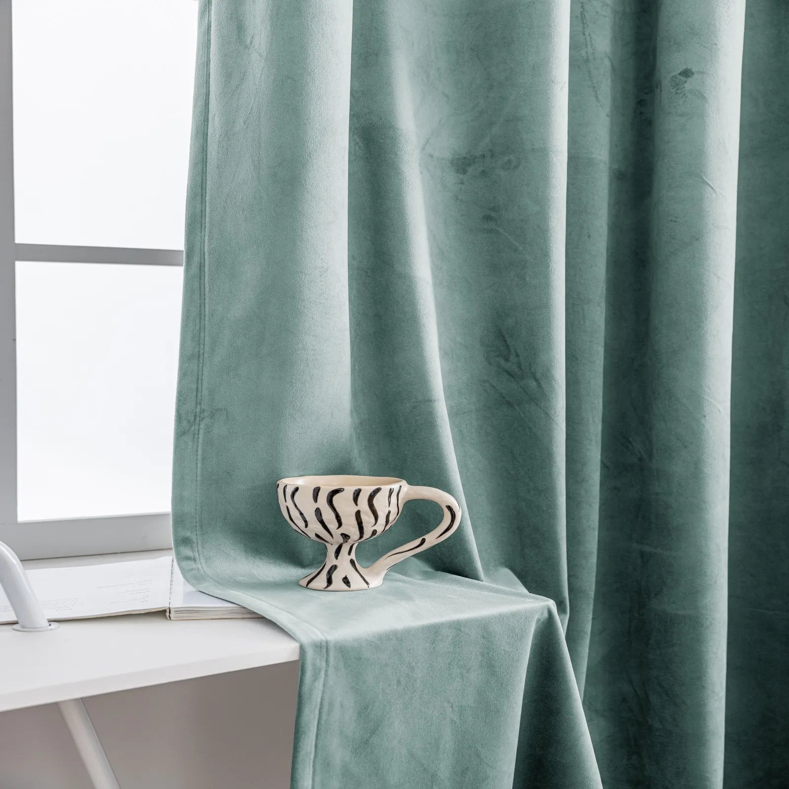 YSTYLE Elegant Velvet Curtains-2 pcs, Blackout & Heat Insulating, Eyelet Drapes for Home Windows