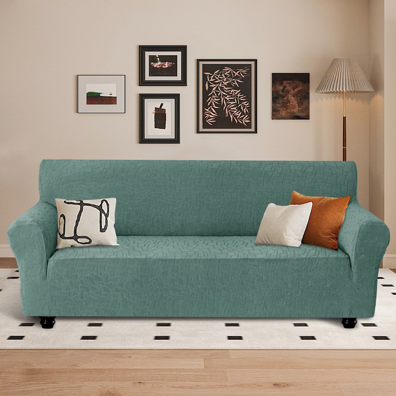 Ystyle Stretch 4 Seater Sofa Cover Jacquard Geometric Pattern-YSTYLE