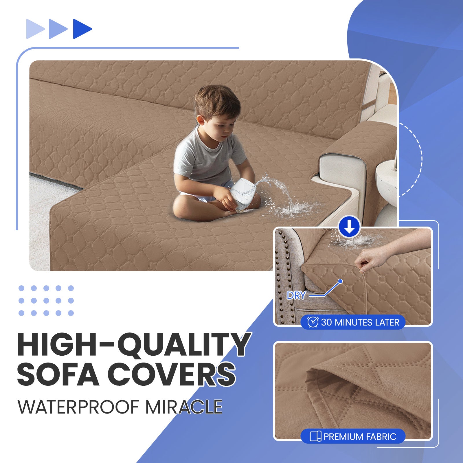 YSTYLE imperméable Reversible Corner canapé couverture L Shape 225CM